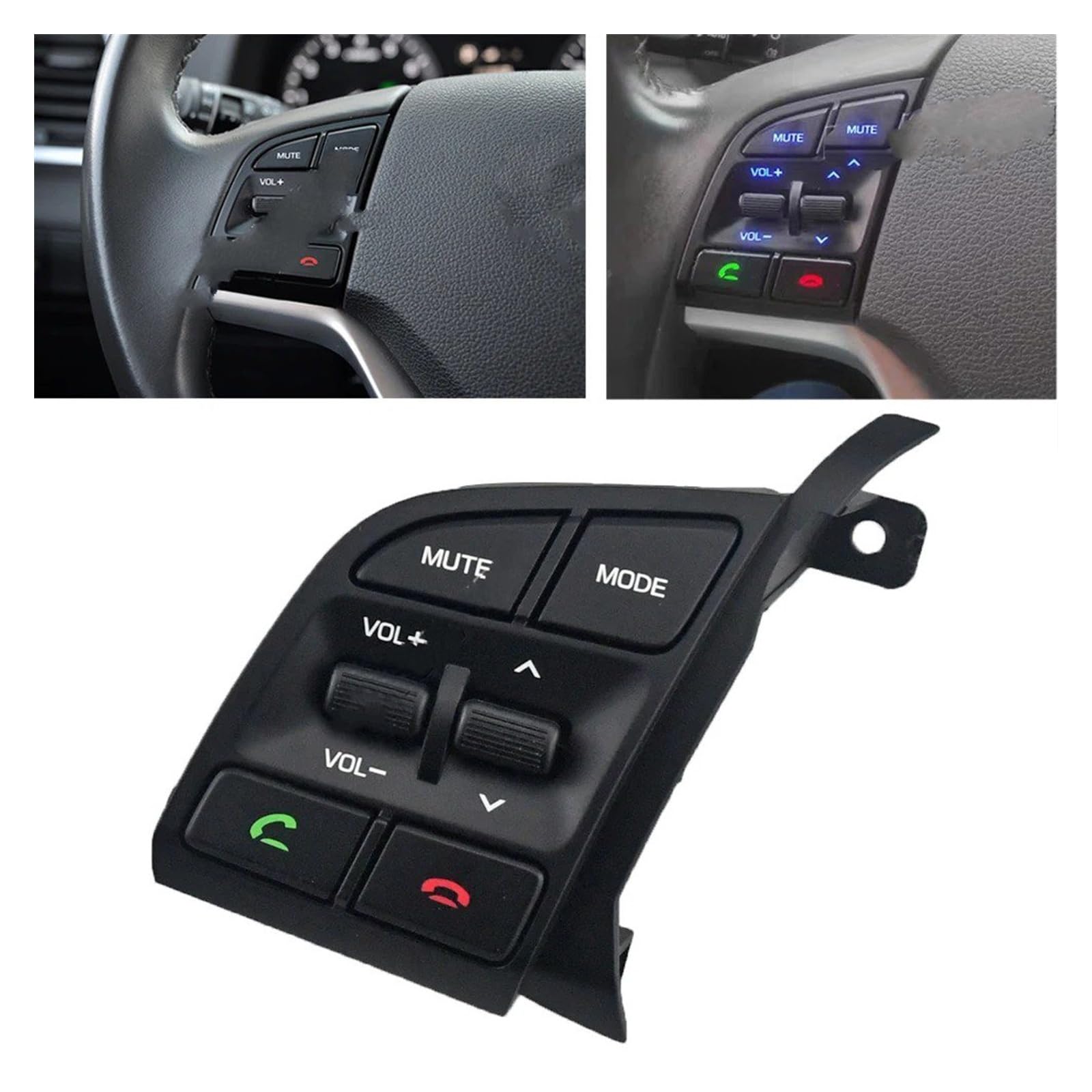 Für Hyundai Für Tucson 2015-2019 96710-D3500 Lenkrad Fernbedienung Schalter Volumen AdjustButton Bluetooth Taste Musik Multifunktions-Lenkradsteuerungstasten(Links)