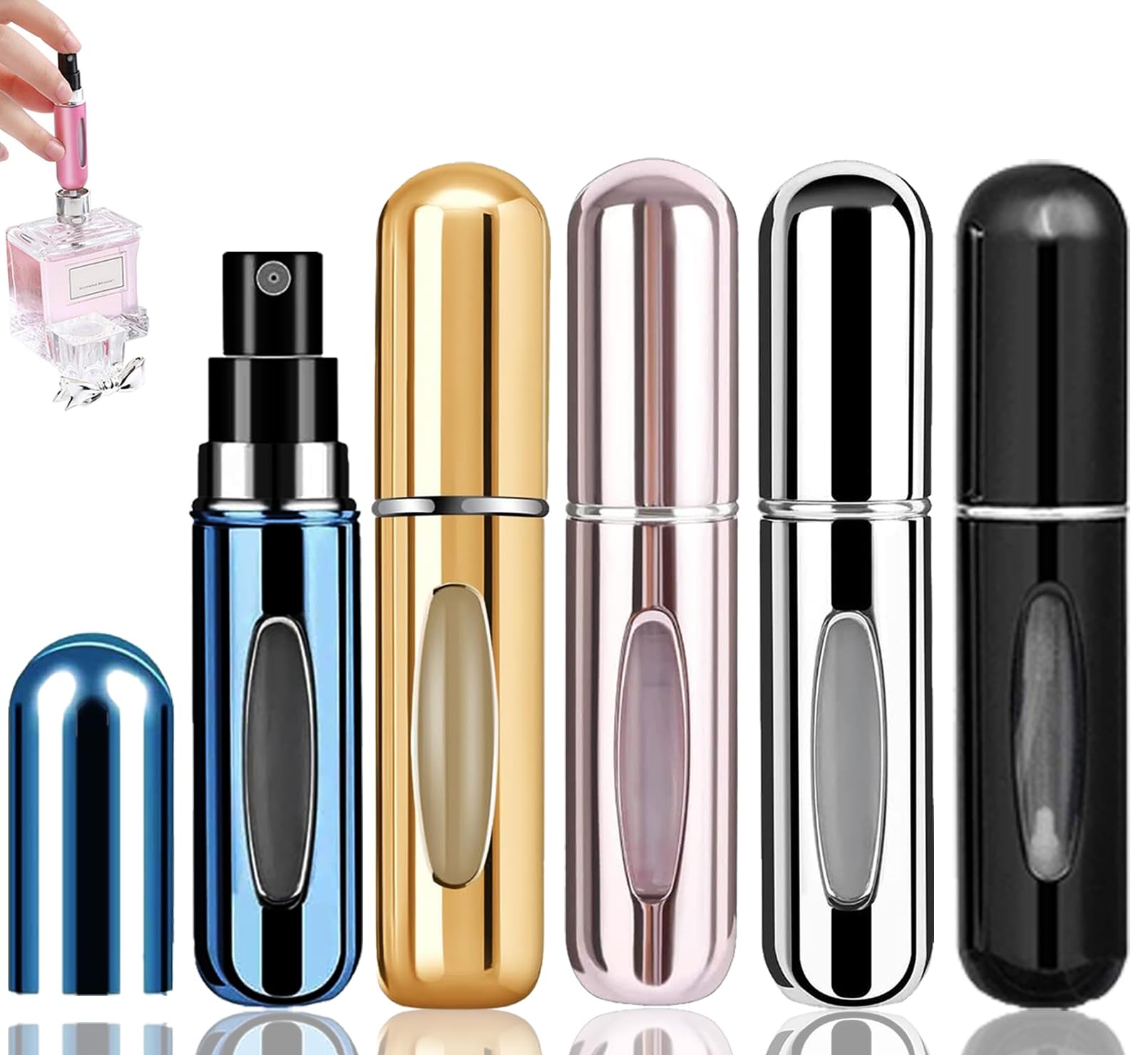 5ml Refillable Perfume Atomiser, 5Pcs Portable Mini Travel Spray Bottle in Bright Colours, Perfect for Holiday Essentials and Fragrance, Fits in Purses, Handbags, and Pockets, Ideal for Parties