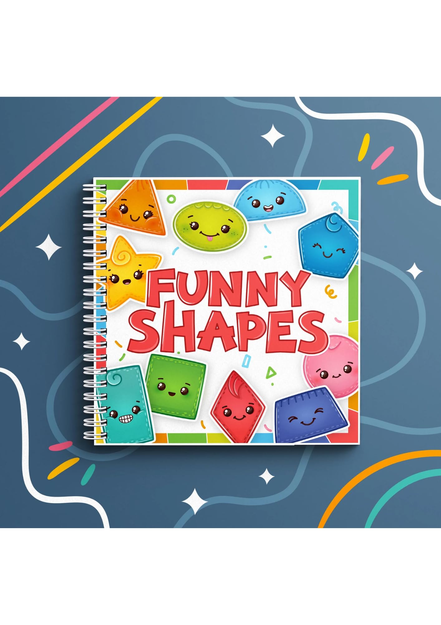 OMNY Funny Shapes Busy Book, Montessori activity Binder, Preschool curicullum, various interactive kids activities for 2 - 4 years todders,Hook and loop,Laminated Book with rounded corners for safety