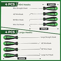 Vista 2 de Juego de 8 Picos y Ganchos, Juego de Ganchos Automotrices de Precisión, Extractor Removedor de Sellos de Aceite/Juntas Tóricas para Auto con Mini
