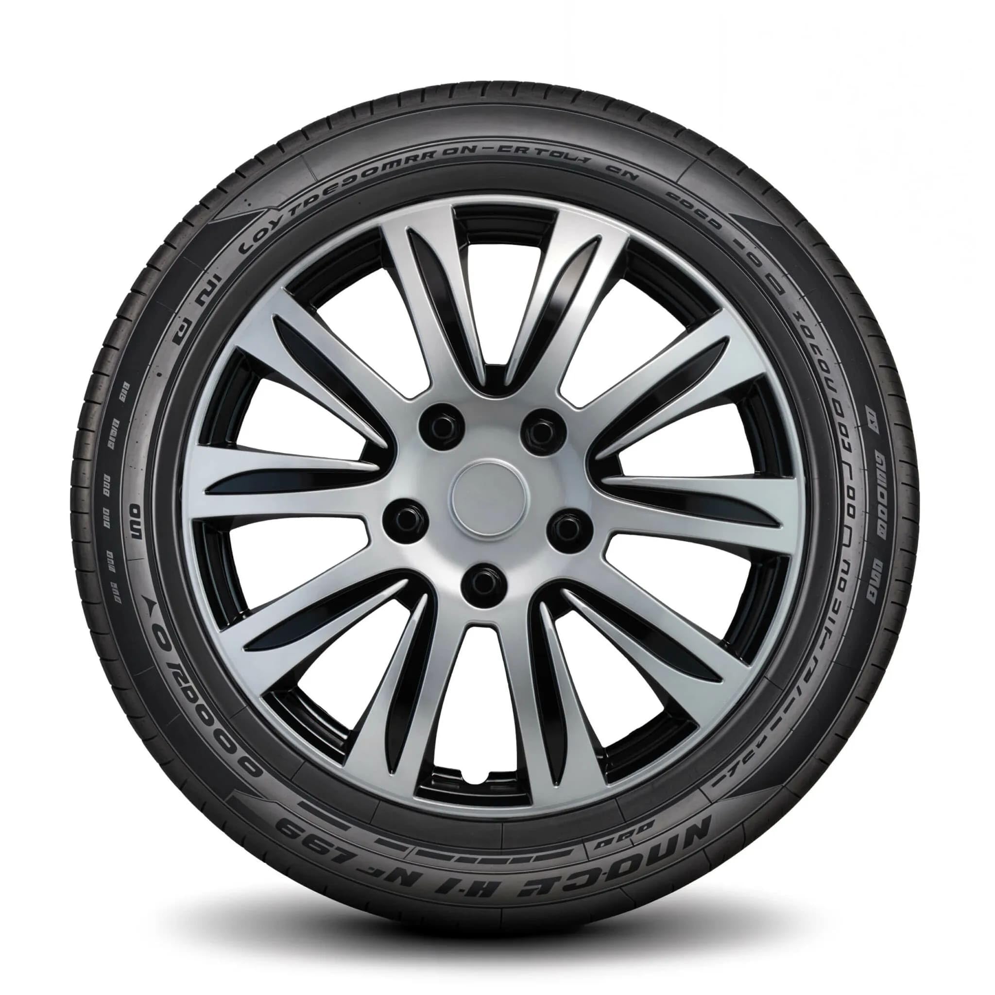 LYDS GTP Silver Universal 15 inch Premium ABS Hubcap Wheel Cover Replacement Set of 4 - EWC-15S-B