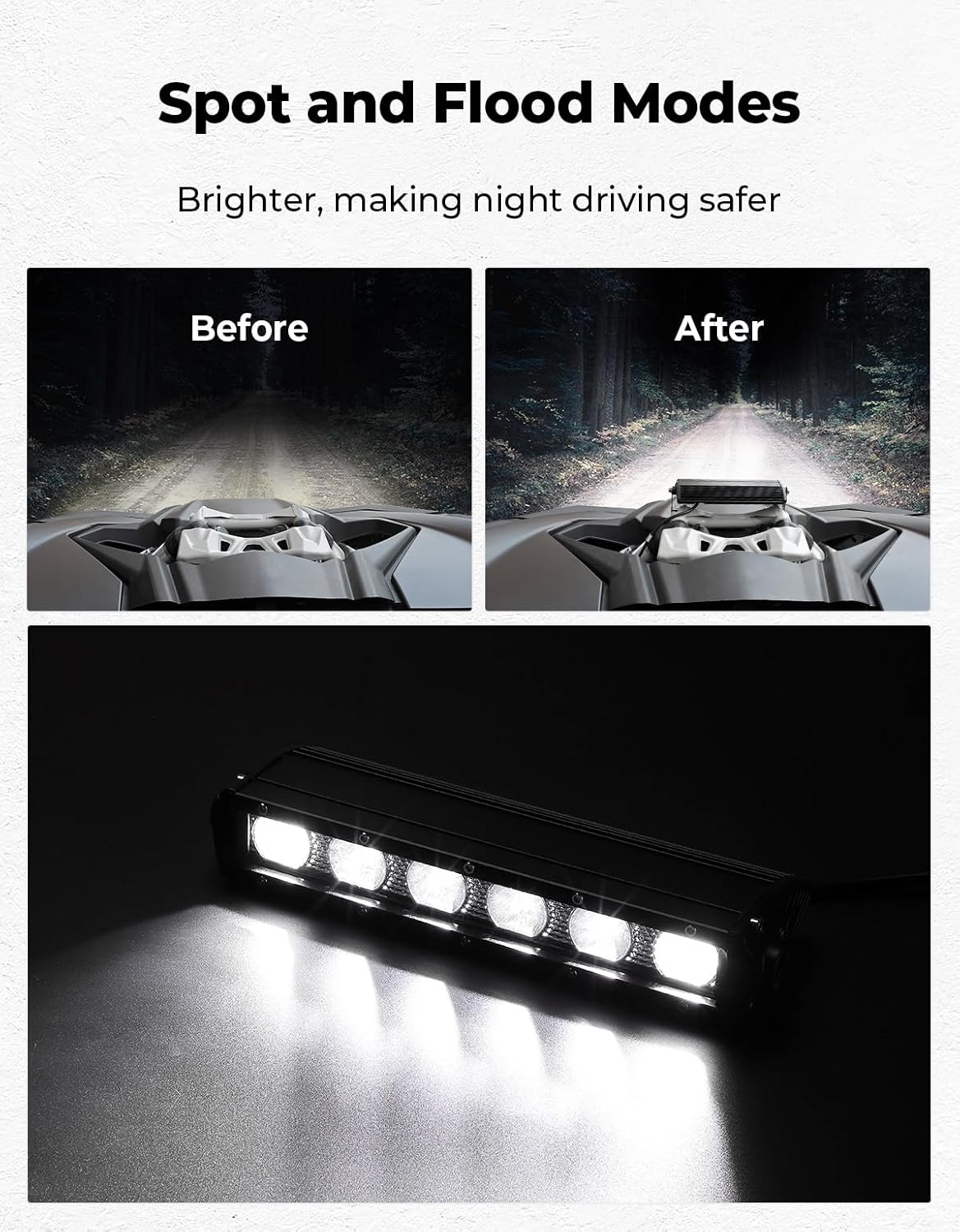 KEMIMOTO X3 Shock Tower Light Bar with Mount Bracket and Rocker Switch Wiring Harness Compatible with Can-Am Maverick X3&X3 MAX and Maverick R&R MAX, IP65 Waterproof, 4.7mm Thick Heavy-Duty Bracket