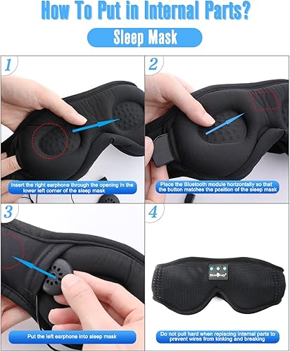 Miniatura 9 de MUSICOZY Auriculares para dormir con diadema Bluetooth y kit de módulo Bluetooth 5.2 con altavoces y cable de carga