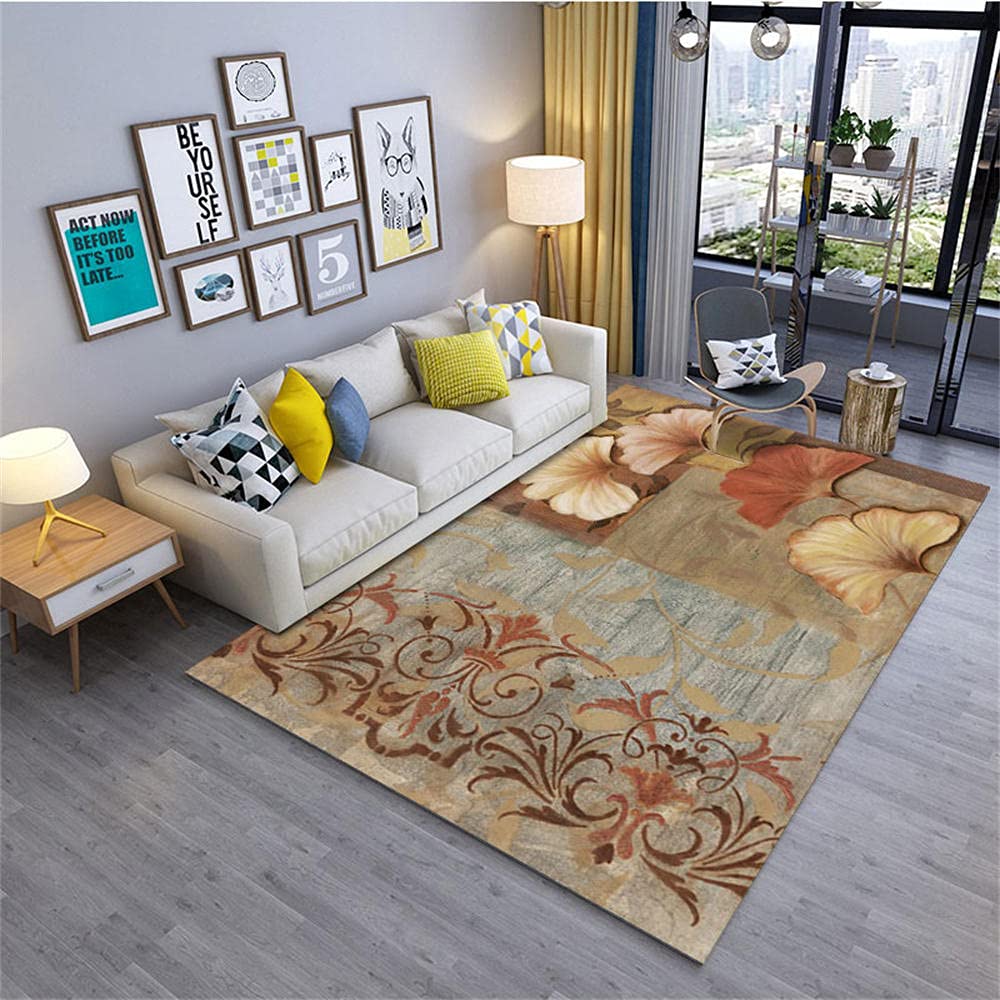 Tapis de jeu enfant 200x300cm durable et résistant aux frottements avec motif orange