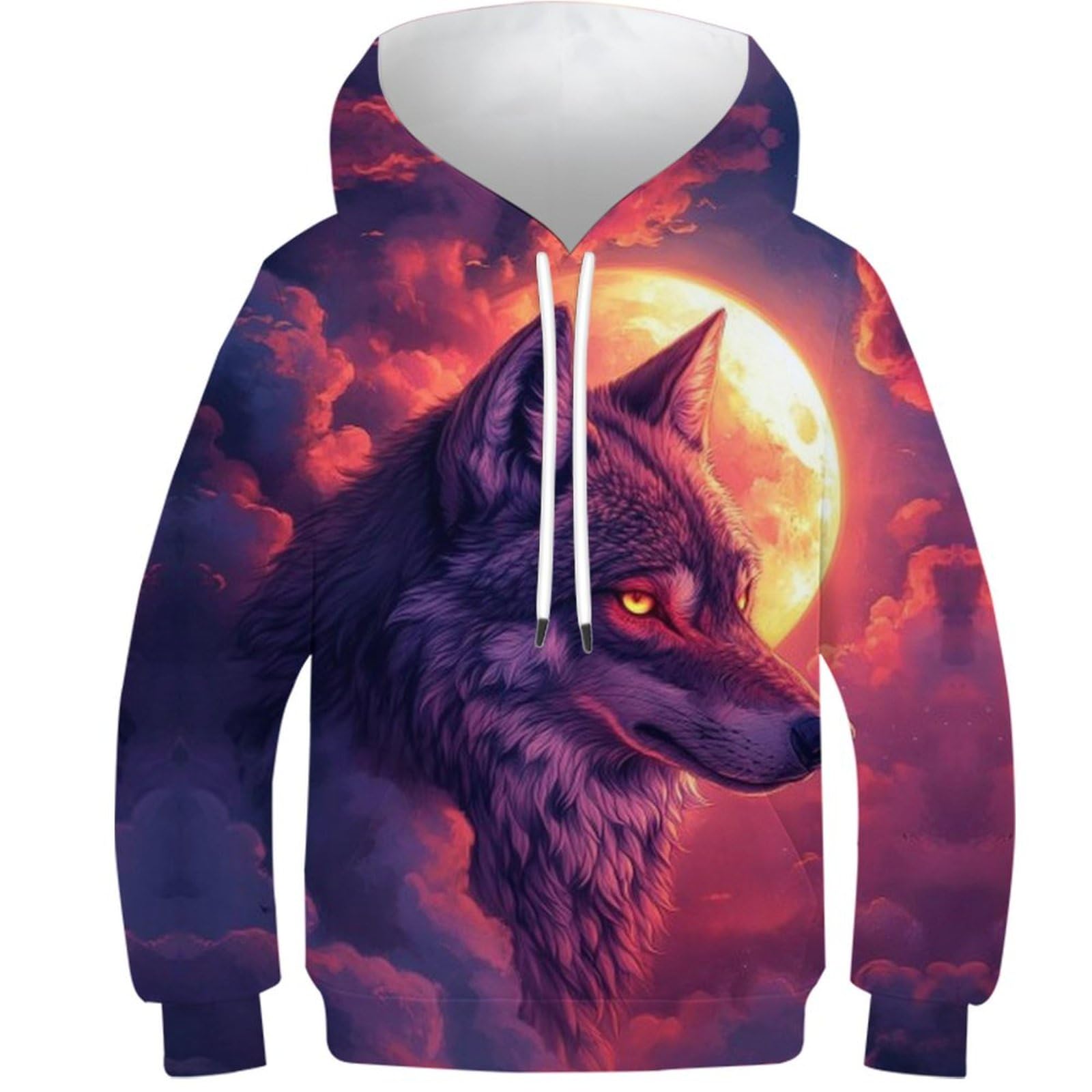 Wolf Sweat À Capuche imprimé 3D pour ado 12-14 ans avec poches - 8