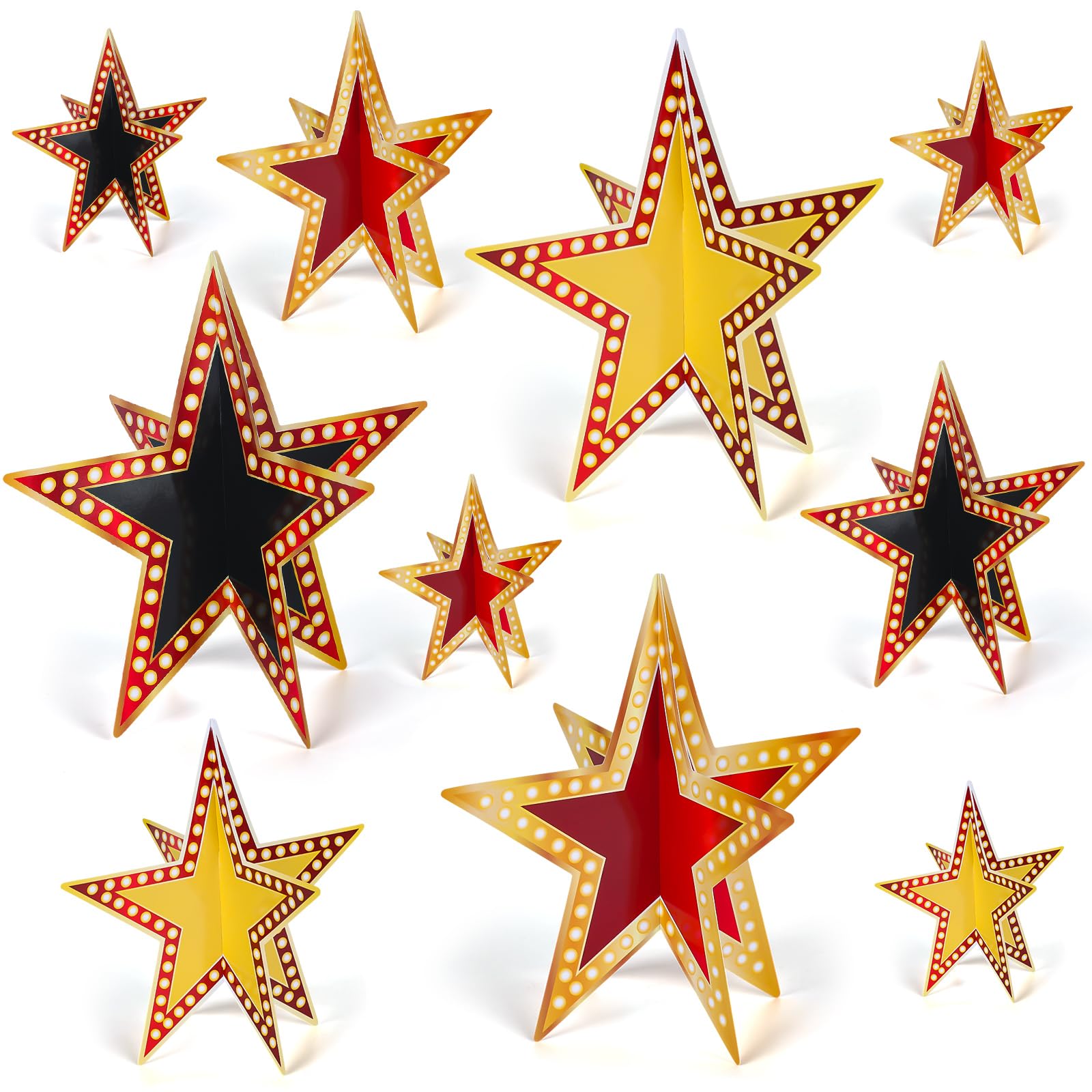 Sinload 45 Pcs Star Centerpieces for Movie Night Party Decorations 3D Movie Night Supplies Star Decorations in 3 Sizes 8