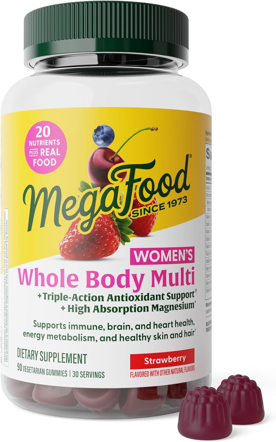 MegaFood Women’s Whole Body Multivitamin Gummies - Multivitamin For Women With Vitamin C, Magnesium Citrate, Vitamin D3, Folate, Biotin & Zinc - Brain, Heart & Immune Support - 90 Gummies, 30 Servings
