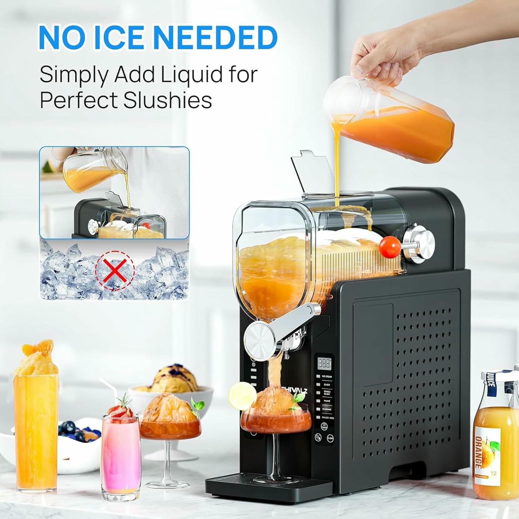 Granita per La Casa-Macchina per Granite da 1,6L con 6 Programmi Preimpostati,Senza Ghiaccio, Autopulente One-Touch,Macchina per Gelato e Frullati per Margarita,Frappé,Cocktail e Altro