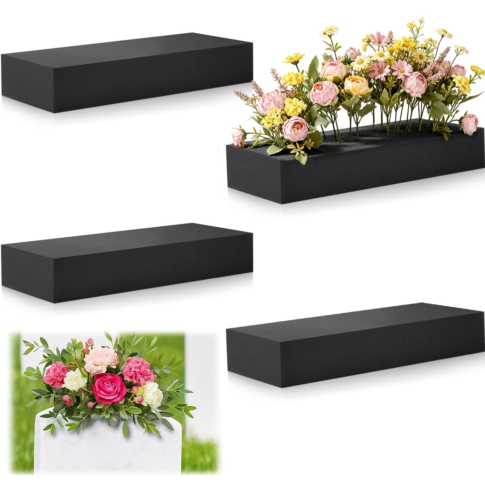 Lallisa 32 Pcs Black Reusable Floral Foam Blocks, 11.8 x 4.7 x 2''