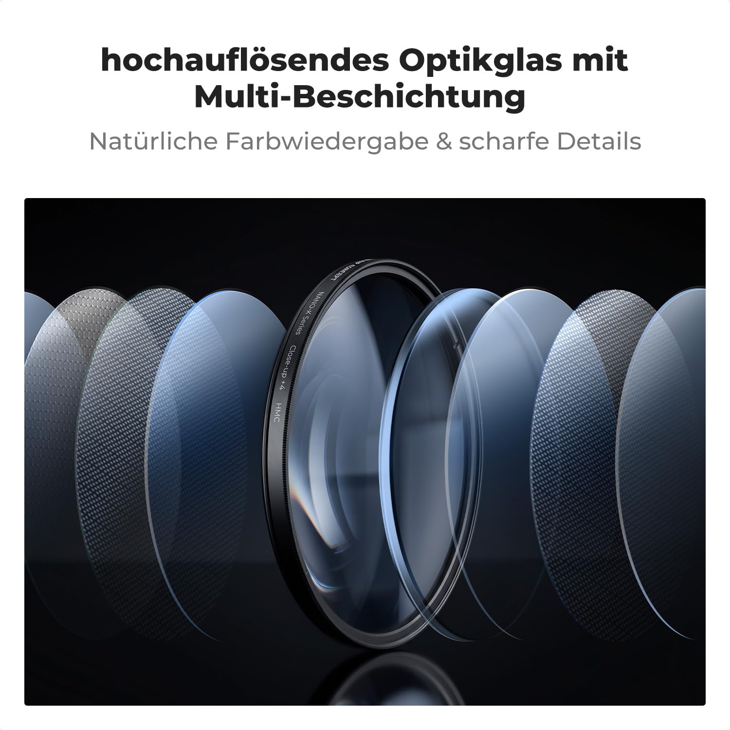 K&F CONCEPT 67mm Close-up Nahlinsen Filterset (+1,+2,+4,+10)Makro-Filterset