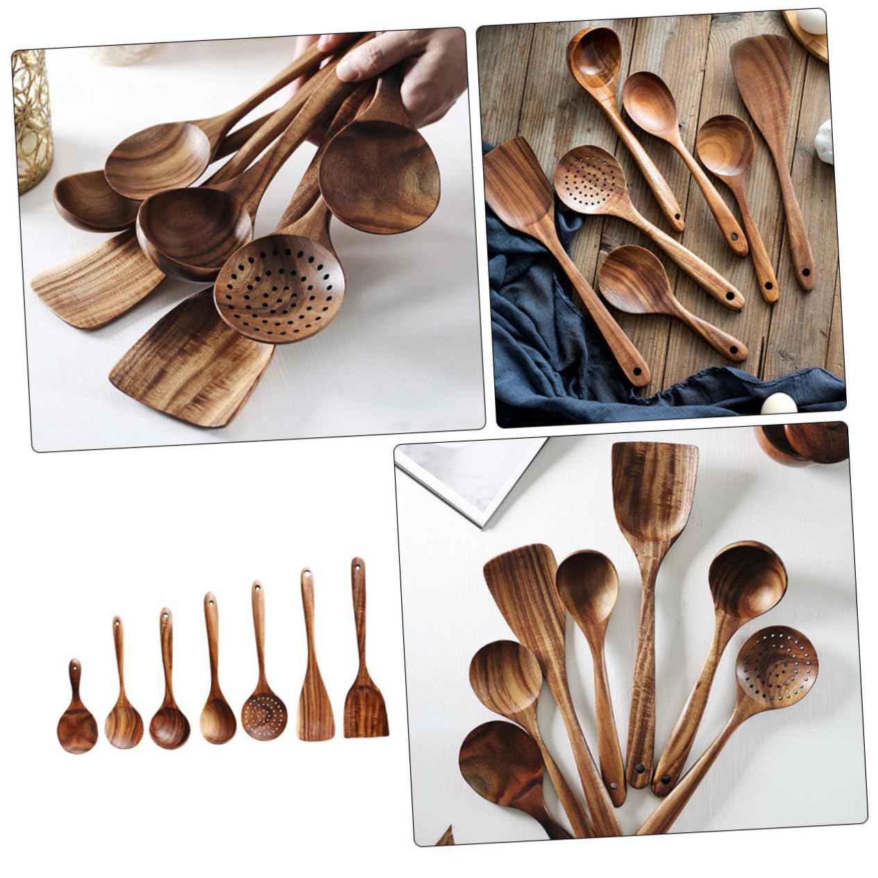 Alipis Set 7 Pezzi Cucchiai Di Legno Piccolo Per Cucina, Palette Da Cucina Compatte in Legno Sicuro Con Bordi Arrotondati, Utensili Casa Portatili Per Barattoli e Uso Quotidiano