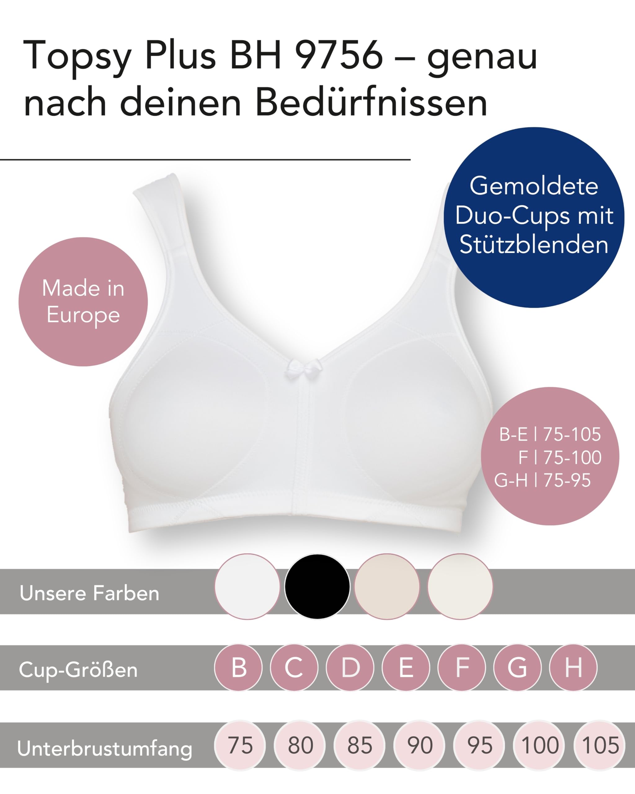 SUSA BH ohne Bügel Longline BH Classics I Bügelloser BH mit femininer Optik durch Spitzeneinsatz I Halbtransparenter BH mit 3-teilig genähten Cups