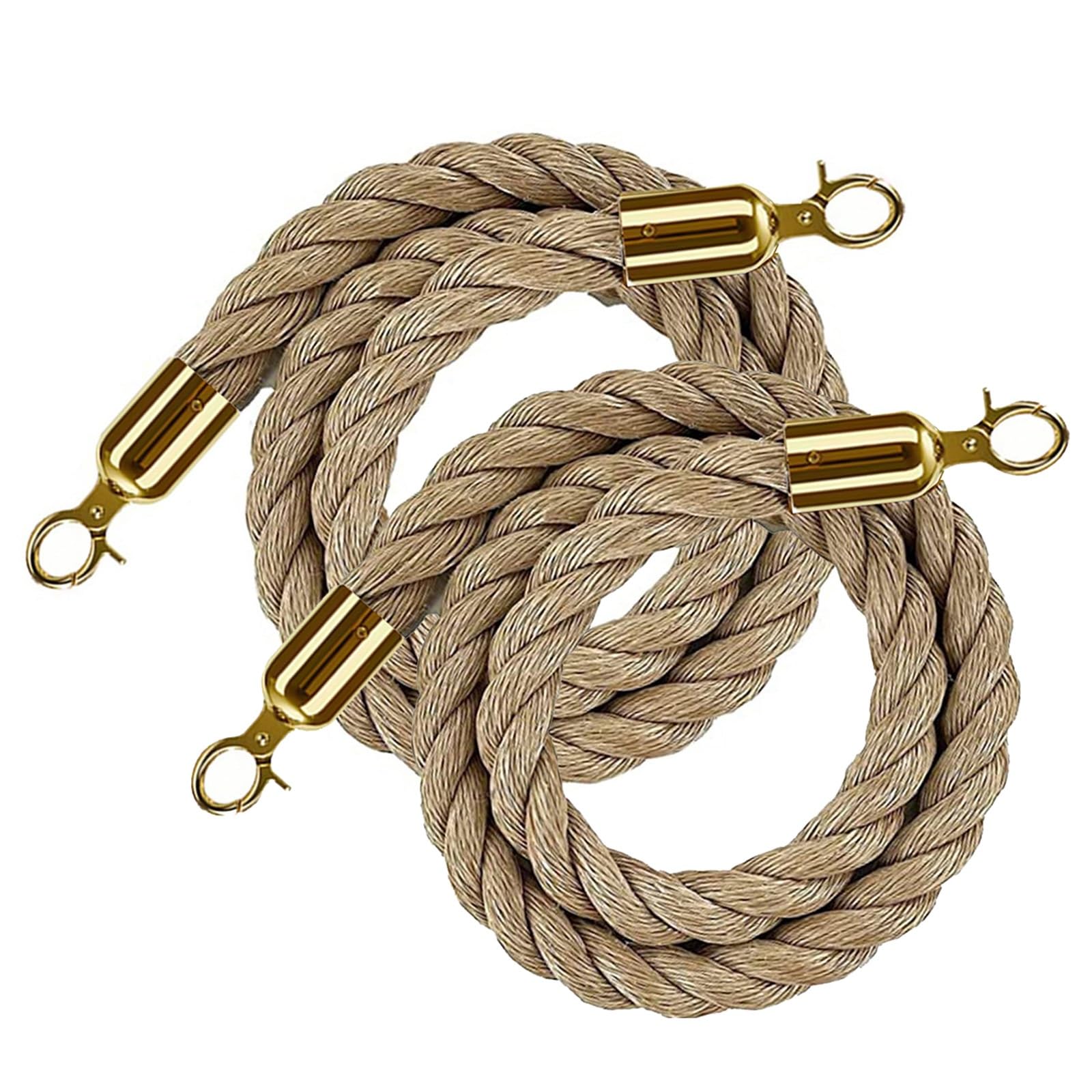 GDMDPTE Eco-Friendly Hemp Rope Cords with Metal Hooks - 2 Pack Crowd Control Barriers Event Queue Divider Ideal for Safety and nization