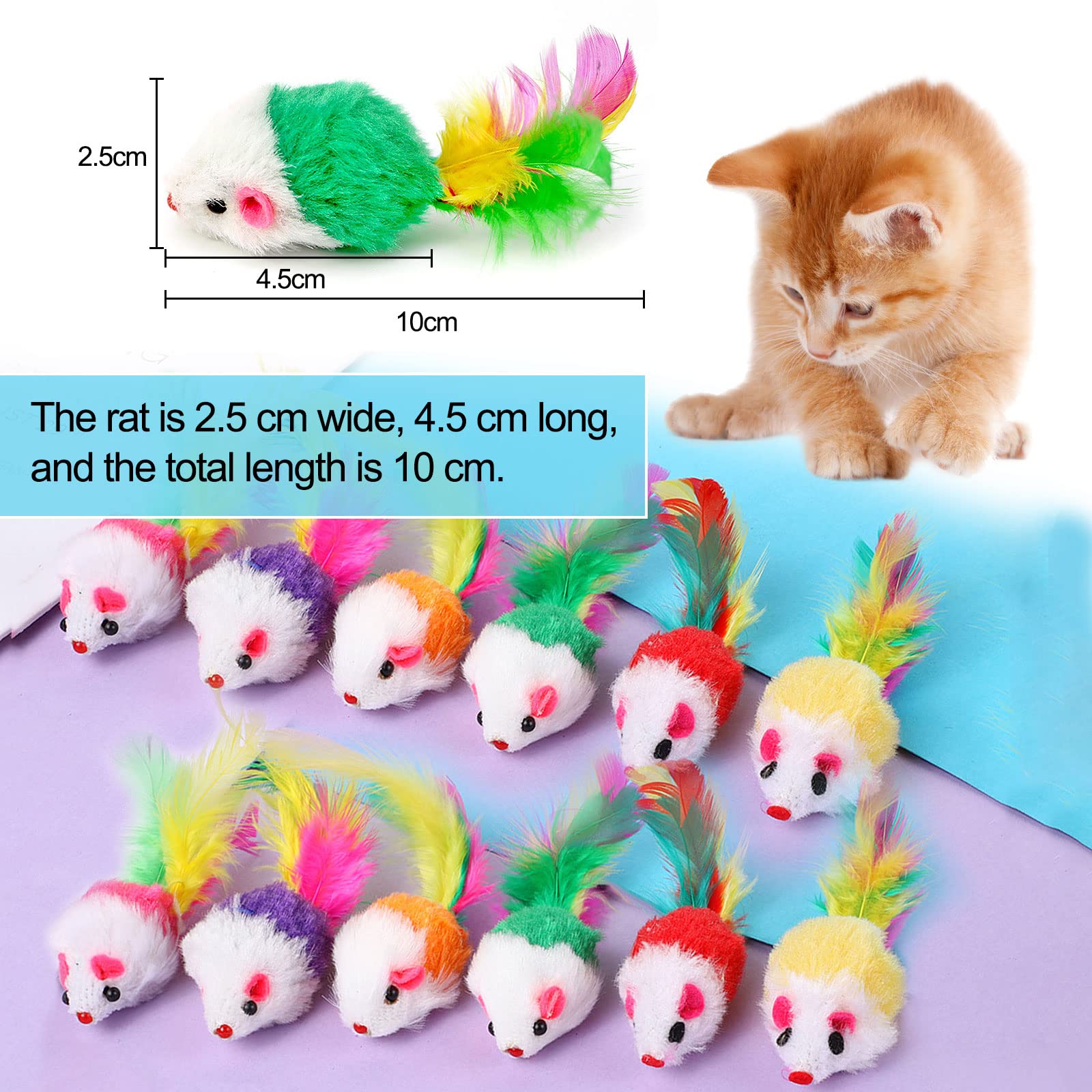 4-Pack Cat Wand Toy Refills - Assorted Colors Feathers with Bell, Real Feathers Replacement Heads for Indoor Cats, Random Color Delivery