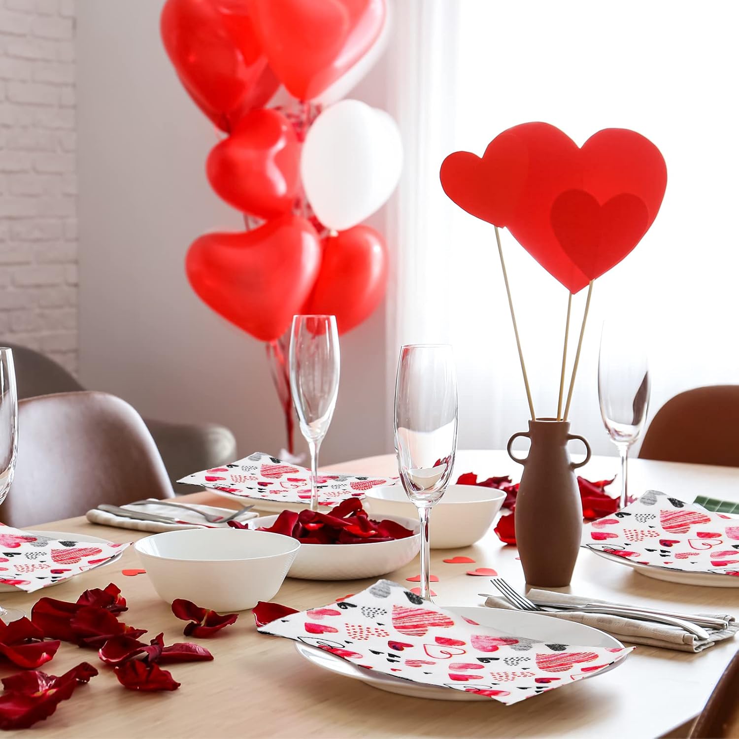 200 Pcs Valentine‘s Day Guest Paper Hand Towels for Bathroom Disposable Napkins Heart Decorative Napkins Dinner Beverage 2 Ply Cocktail for Holiday Wedding Anniversary Party (Sweet Style)