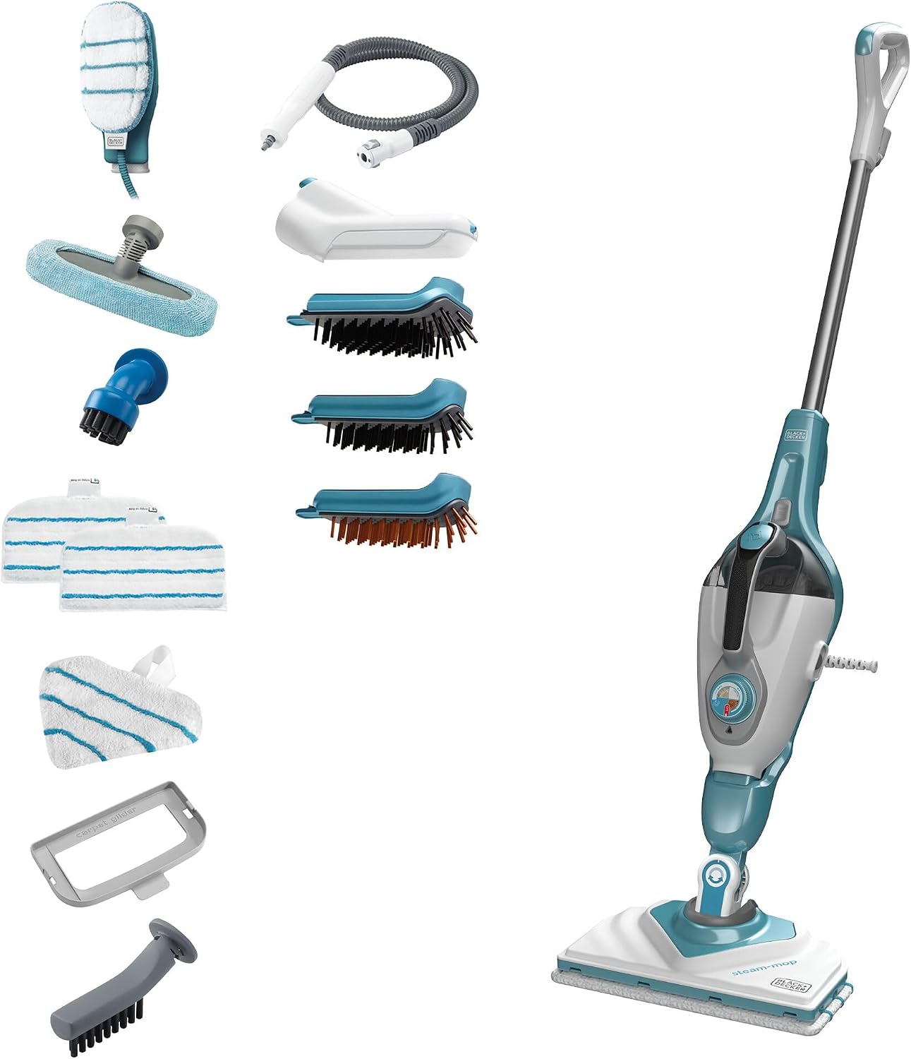 Black+Decker 2-in-1 Steam Mop BHSM1610DSM 1600 Watt with SteaMitt Steam Glove Extensive Accessories AutoSelect Technology for Automatic Steam Volume