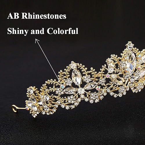 Miniatura 3 de Sppry Tiara para mujer  Corona de cristal AB barroca para novia, reina, princesa, niñas, en bodas, cumpleaños, concursos de belleza