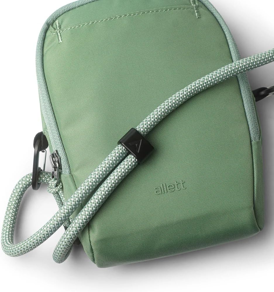 Allett Daily Rope Bag for Men & Women | Lightweight 1.2L Minimal Sling with Adjustable Paracord Strap, Water-Resistant Recycled Nylon, Secure Passport Sleeve, Quick-Access Pocket | Sage Green