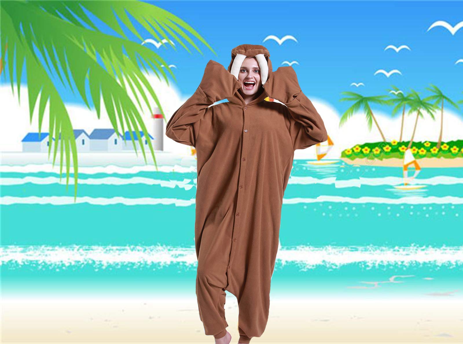 dressfan Unisex Pigiama di Tricheco Costumi Animale Monopezzi Anime Walrus Cosplay Costumi Halloween Tuta Attrezzatura per Donne Uomo