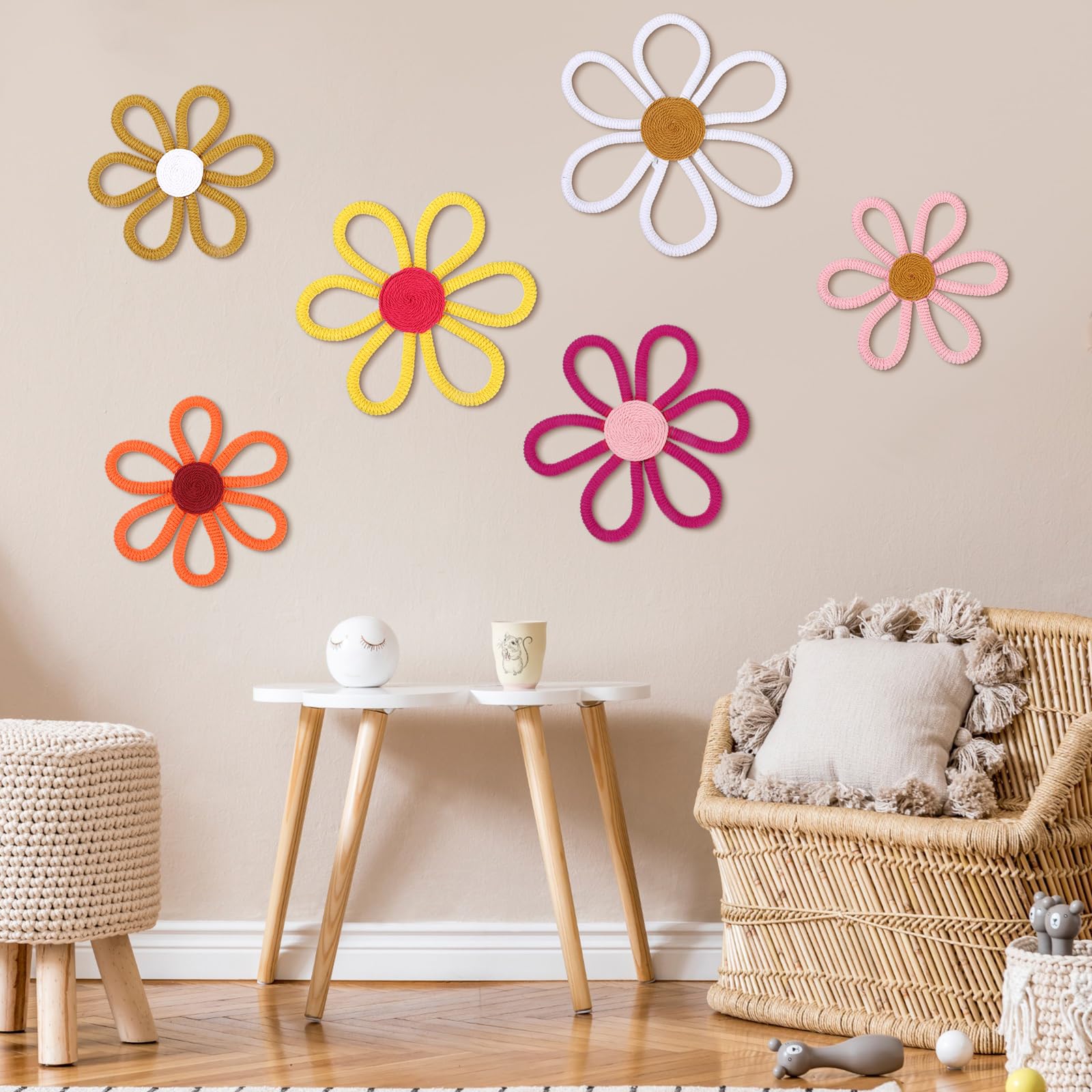 Amazon.com: Barydat 6 Pcs Boho Nursery Decor Daisy Flower Woven