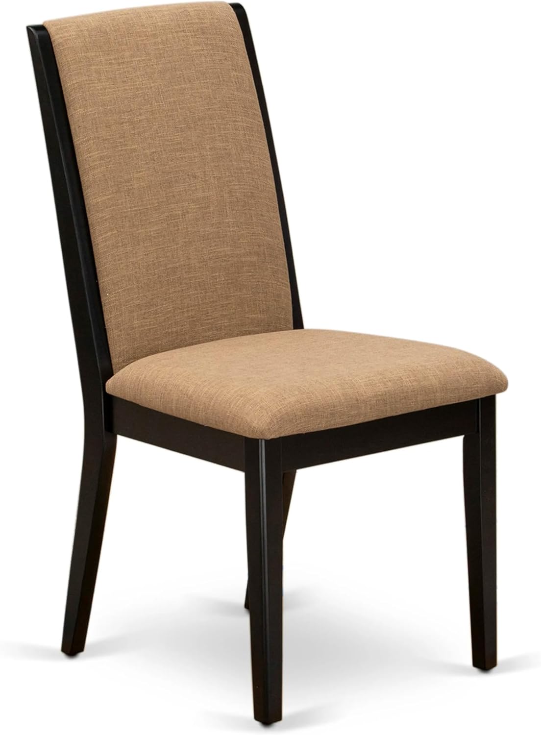 East West Furniture AMLA3-BCH-47 3 Piece Dining Room Furniture Set Contains a Round Kitchen Table with Pedestal and 2 Light Sable Linen Fabric Parson Dining Chairs, 36x36 Inch, Black & Cherry