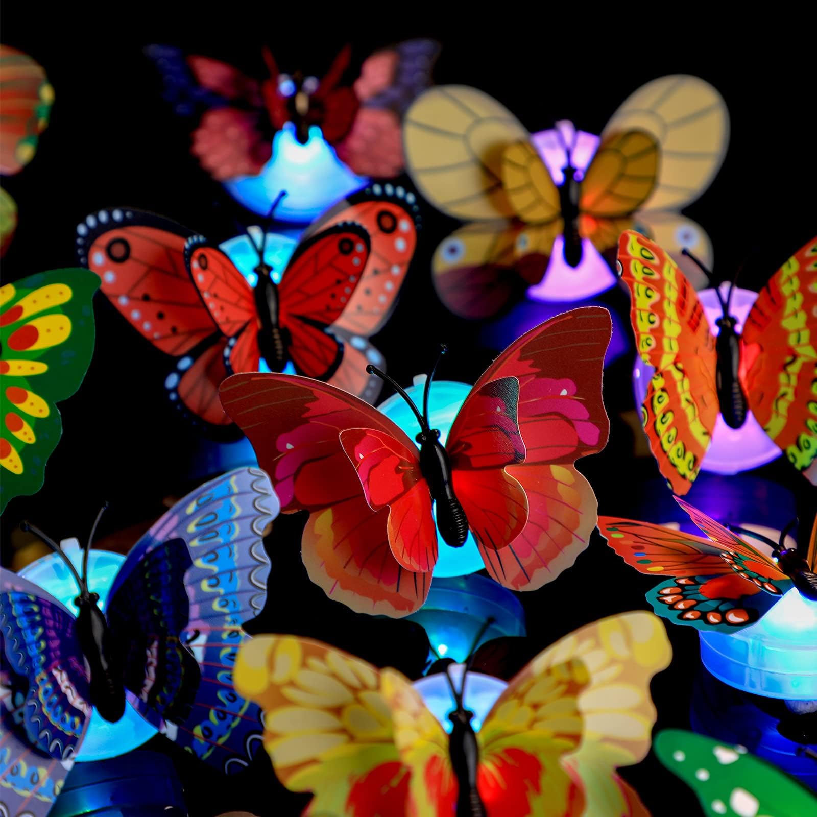 Honoson 3D LED Butterfly Decoration Night Light Sticker Single and Double Wall Light for Garden Backyard Lawn Party Festive Party Nursery Bedroom Living Room (36 Pieces)