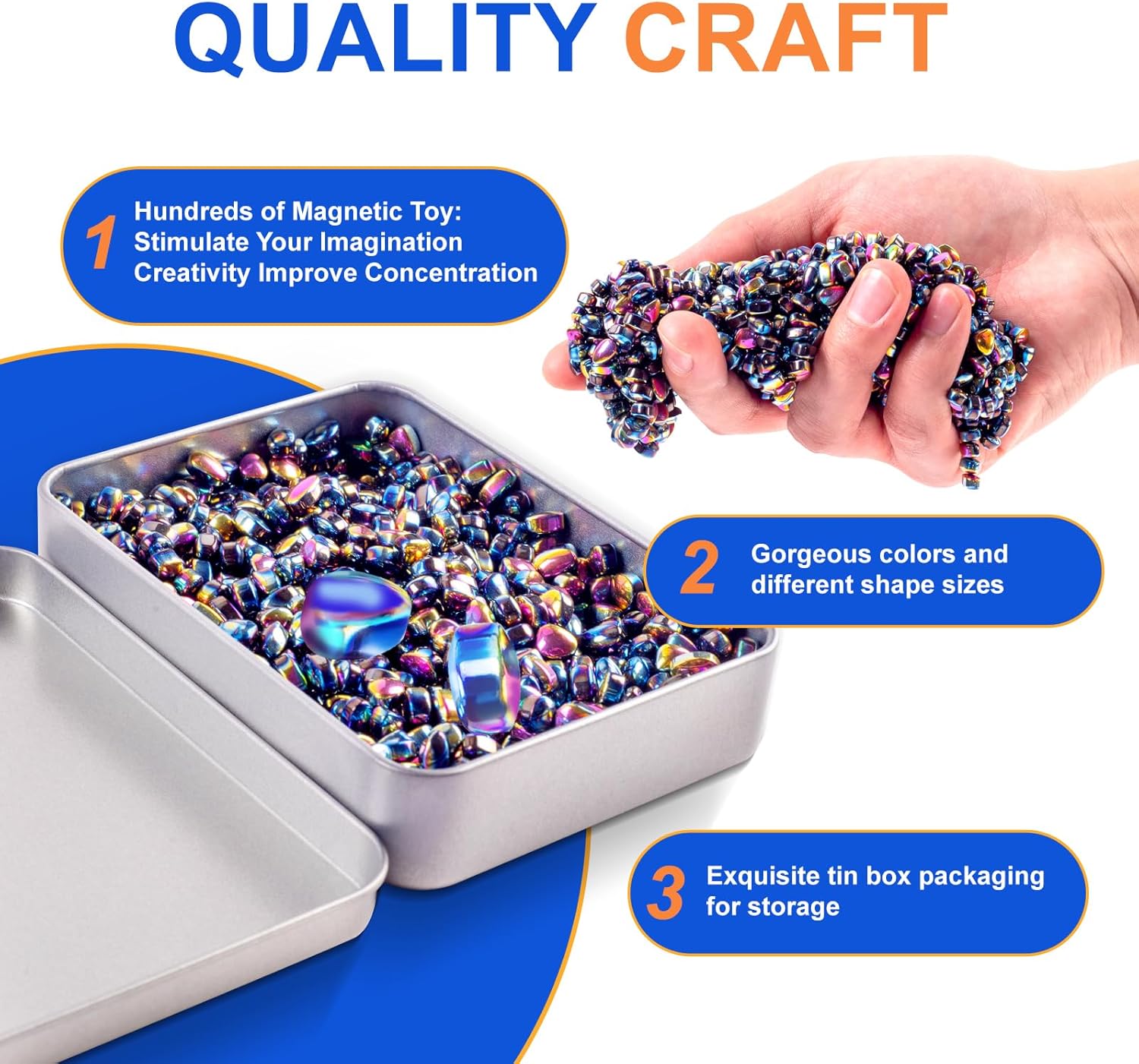 580PCS Magnetic Fidget Toys for Adults – Magnet Fidget, Magnetic Balls, Beads, Rocks & Ferrite Putty – Stress Relief Kit for ADHD, Anxiety & Autism, Desk & Office Sensory Toys, Colorful Adult Gifts