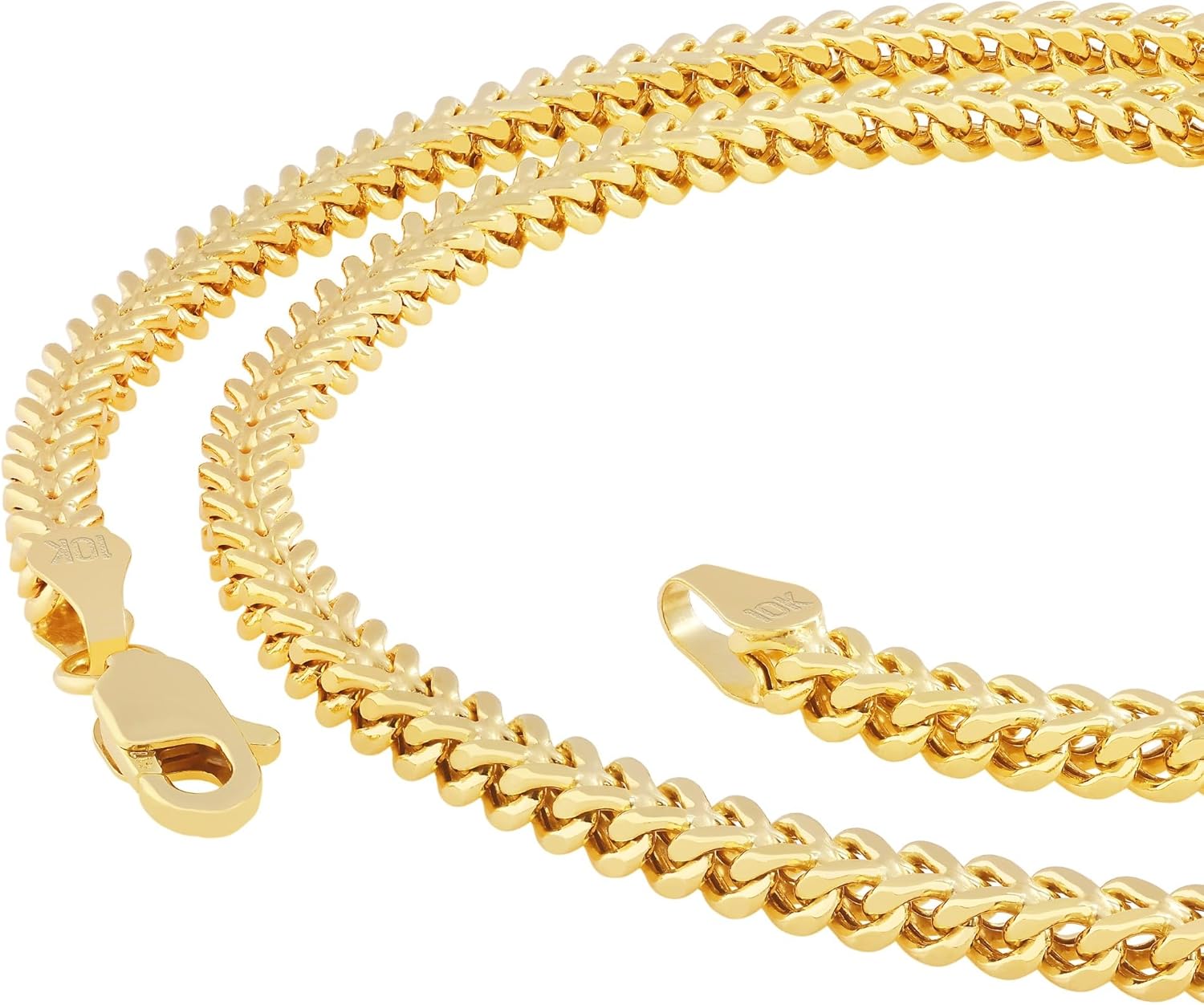 Nuragold 10k Real Yellow Gold Franco Square 3mm Box Chain Wheat Chain Bracelet (7"-9") Italian Jewelry for Men & Women