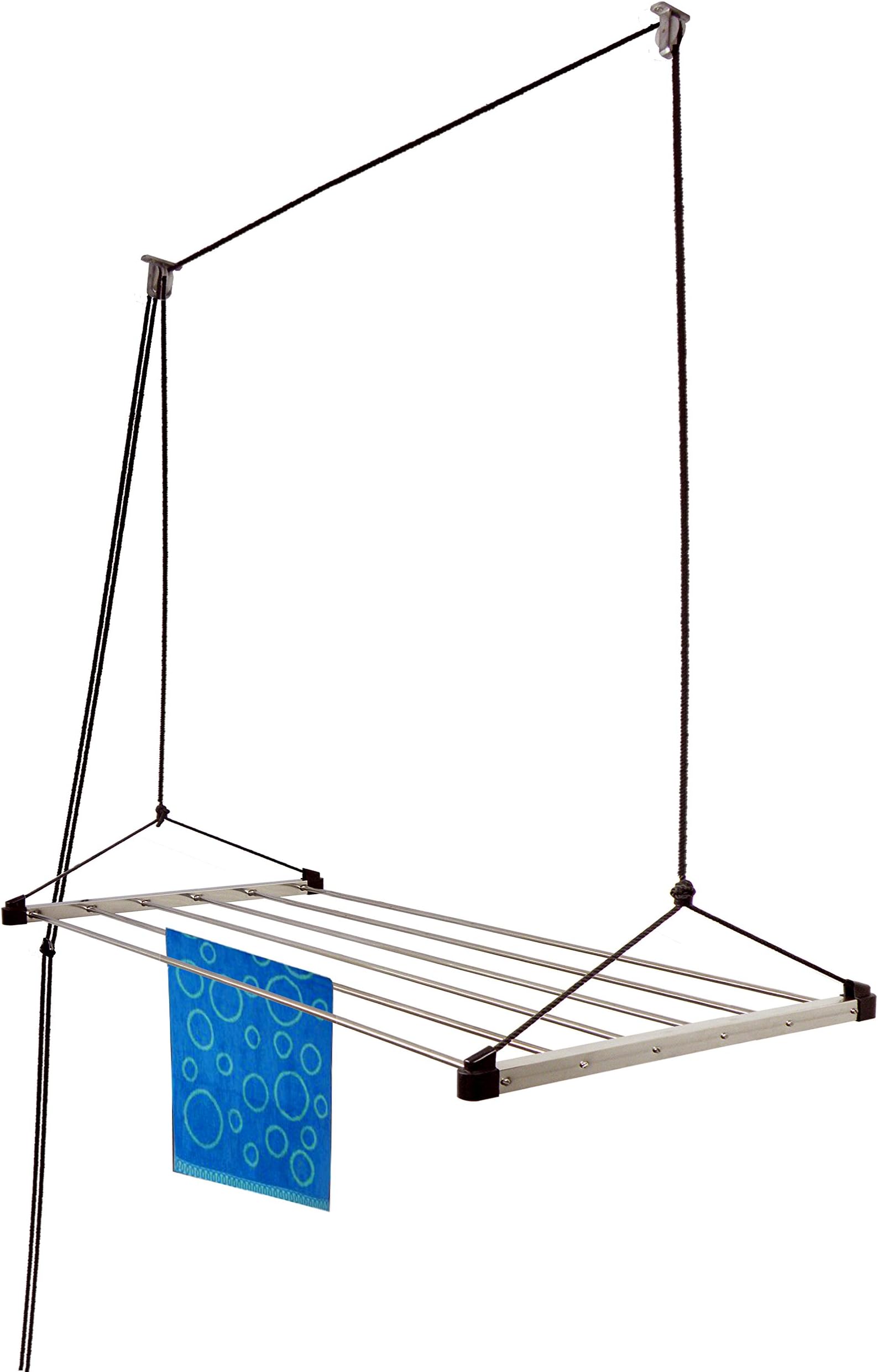 Rainbow Drywell Economy Heavy Duty Stainless Steel (6 Pipe x 8 Feet) with UV Protected Nylon Rope Ceiling Cloth Dryer | Cloth Drying Stand for Balcony | Clothes Stand for Drying