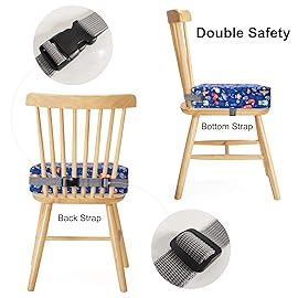 Sunmall Dining Chair Heightening Cushion Portable Dismountable Adjustable Highchair Booster for Baby Toddler Kids Infant Washable Thick Chair Seat Pad Mat (Blue Bear)