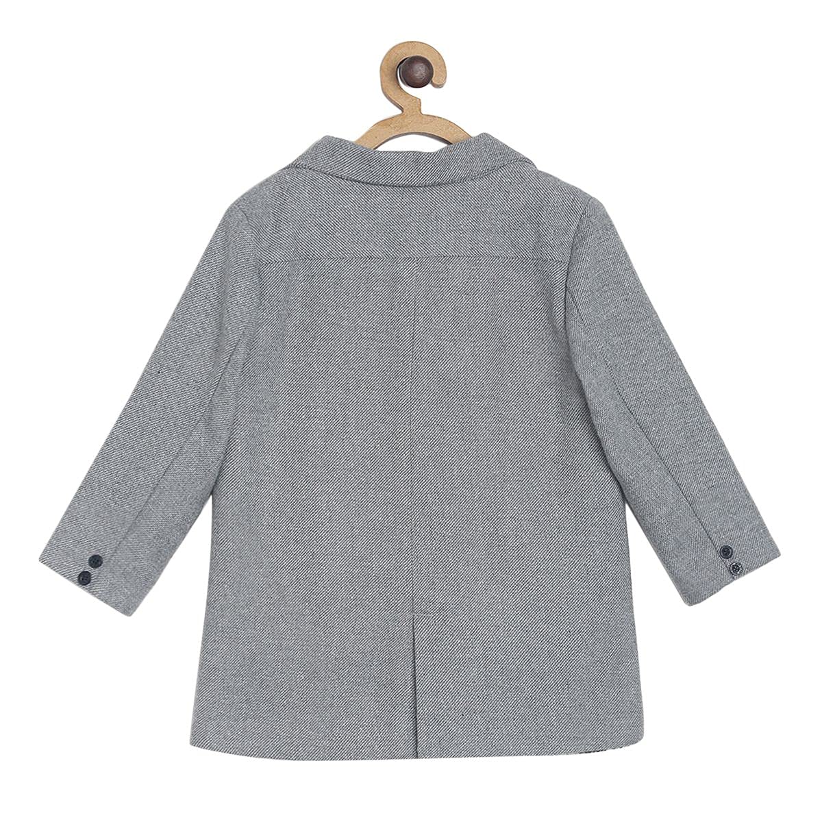 Mini Klub Boys Front Open Long Sleeve Woven Cotton Grey Color Long Coat (5-6Y) - Image 2 thumbnail