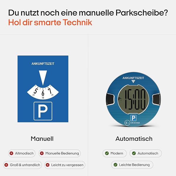 OOONO P-DISC NO1 - Elektronische Parkscheibe mit Zulassung fürs Auto - Automatische Digitale Parkscheibe Elektrisch mit Zulassung vom KBA nach StVO - Elektrische Parkuhr Auto zugelassen Blau - 4