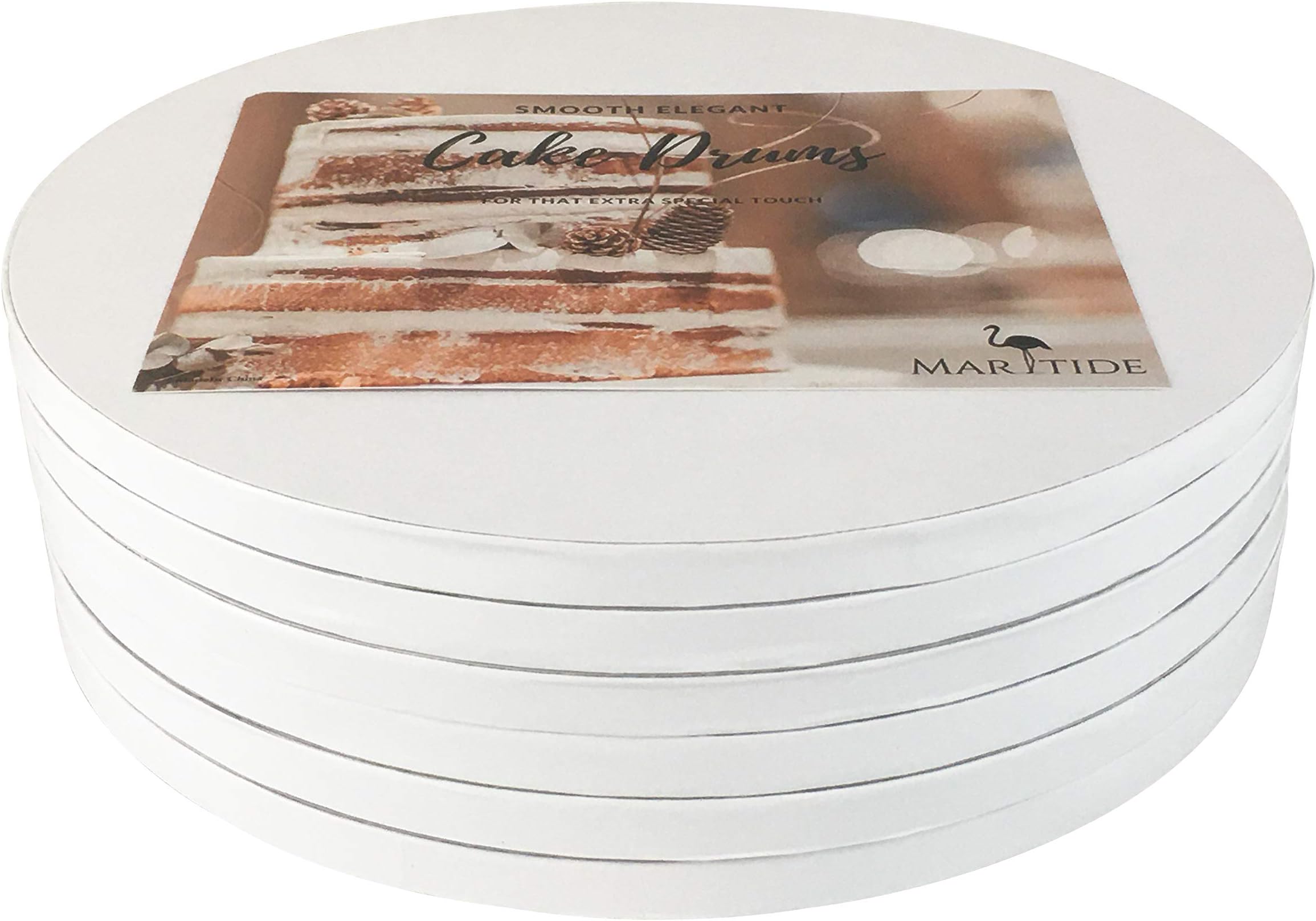 12 Inch Cake Board Drums Round, 6-Pack, White, Sturdy 1/2" Thick for Heavy Or Multi-Tiered Cakes