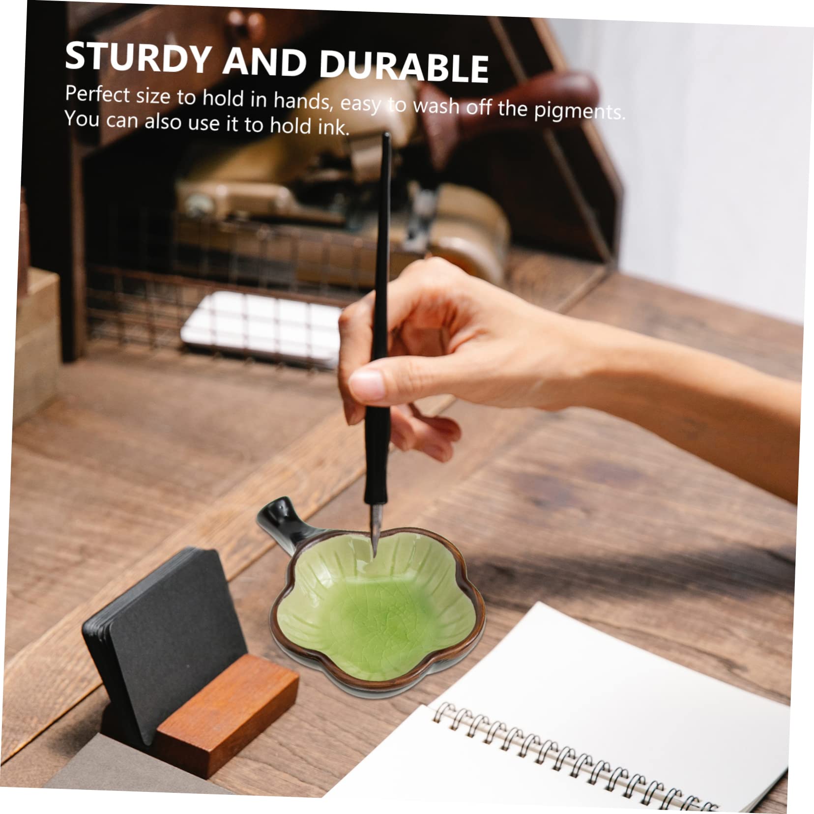 DOITOOL 6pièces Céramique Pot à Eau Soucoupe pour Calligraphie Chinoise Papeterie Étude Pot à Stylos De Bureau