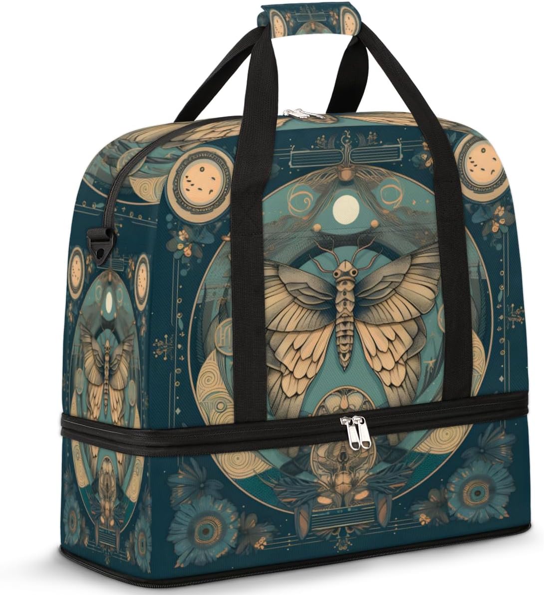 QsirBC Funny Animals Decor Gym Bag for Women Duffle Tote with Shoes Compartment Men Weekender Duffel for Dance Travel Sports Swimming Overnight