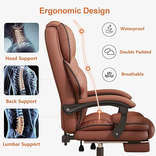 Miniatura 3 de Silla de oficina con respaldo alto, silla de escritorio ejecutiva, silla de juegos para computadora con reposapiés, sillas de trabajo giratorias,