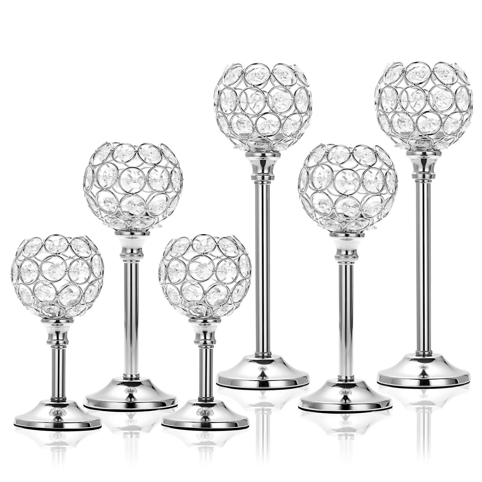 Set 3 Portacandele Decorativi In Cristallo - Altezze Diverse (11,8/15/19,5 Cm), Per Centrotavola, Matrimoni, Natale