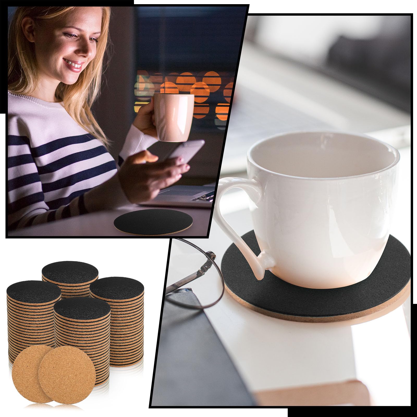 Amazon.com: Uiifan 100 Pcs Cork and Leather Coasters for