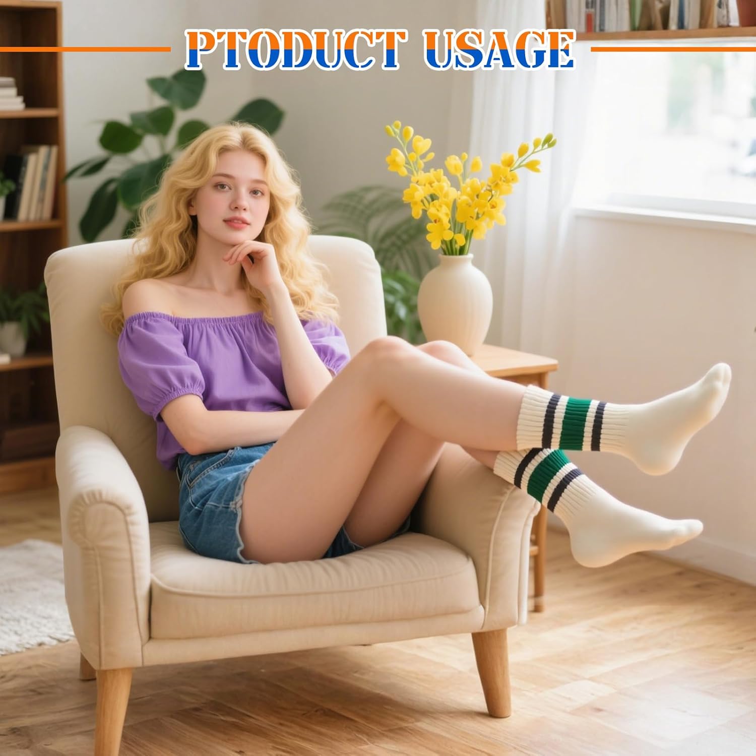 8 Pairs Striped Tube Socks, Women Retro Vintage Socks with Stripes - Image 7