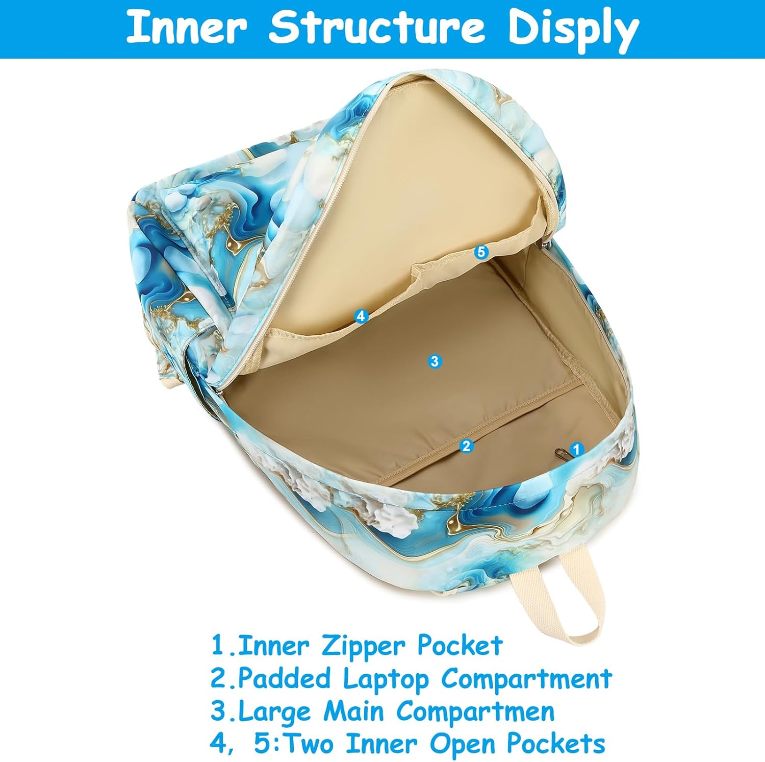 Bluboon Teen Girls School Backpack Kids Bookbag Set with Lunch Box Pencil Case Travel Laptop Backpack Casual Daypacks - Image 8