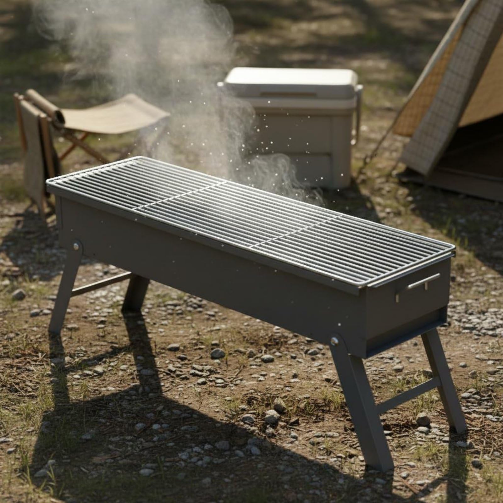 Baoblaze Barbecue a Carbone Portatile Griglia da Esterno Graticola Braciere in Acciaio Lega Spessa Design Pieghevole con Maniglie Trasporto Semplice, style to 2