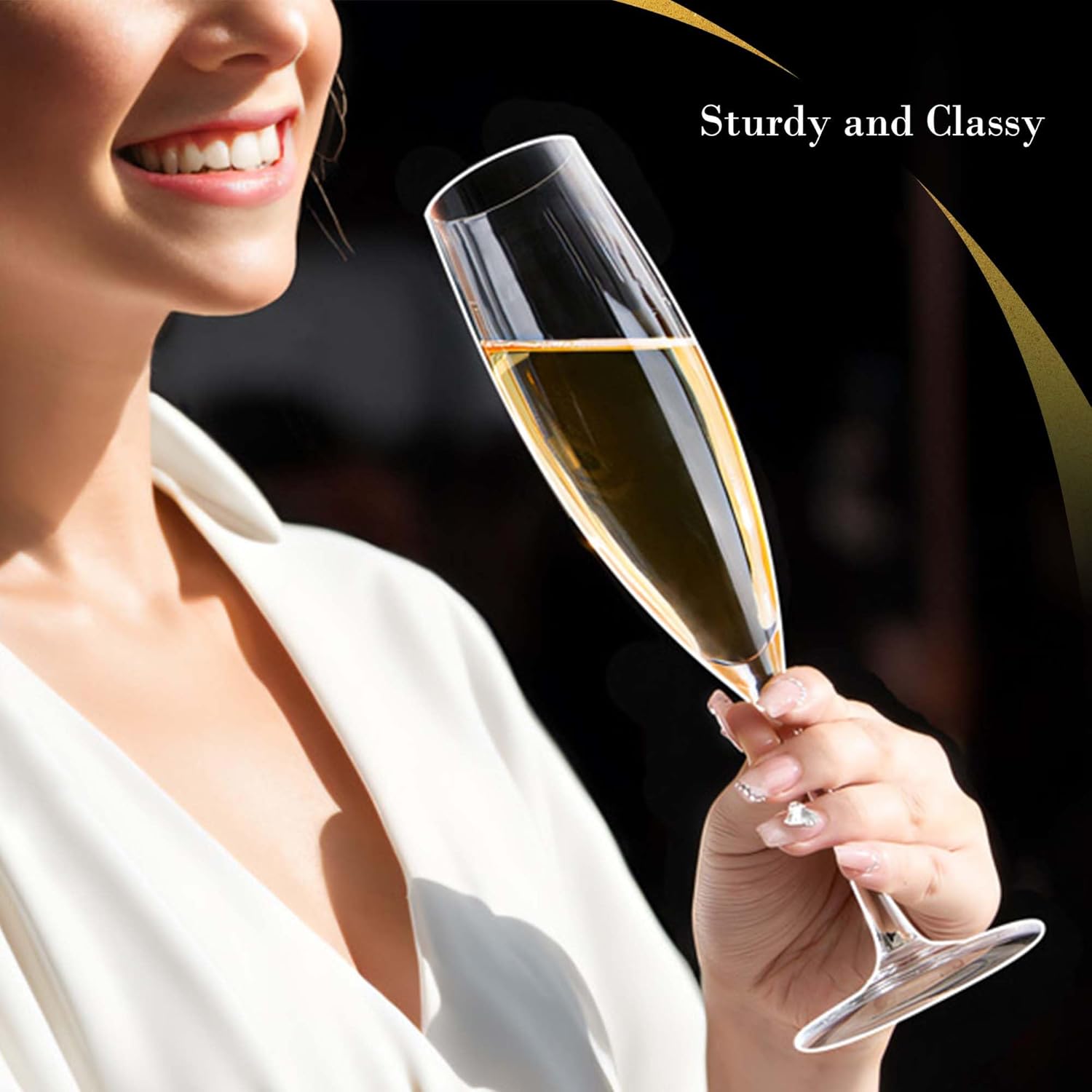 JBHO Champagne Glasses-Elegant Flutes-Gift-Box-Hand Blown Champagne Flutes Glass-100% Lead-Free Premium Crystal - Gift Idea for Wedding, Anniversary, Christmas,New Year-Set of 4-8oz, Clear - Image 8