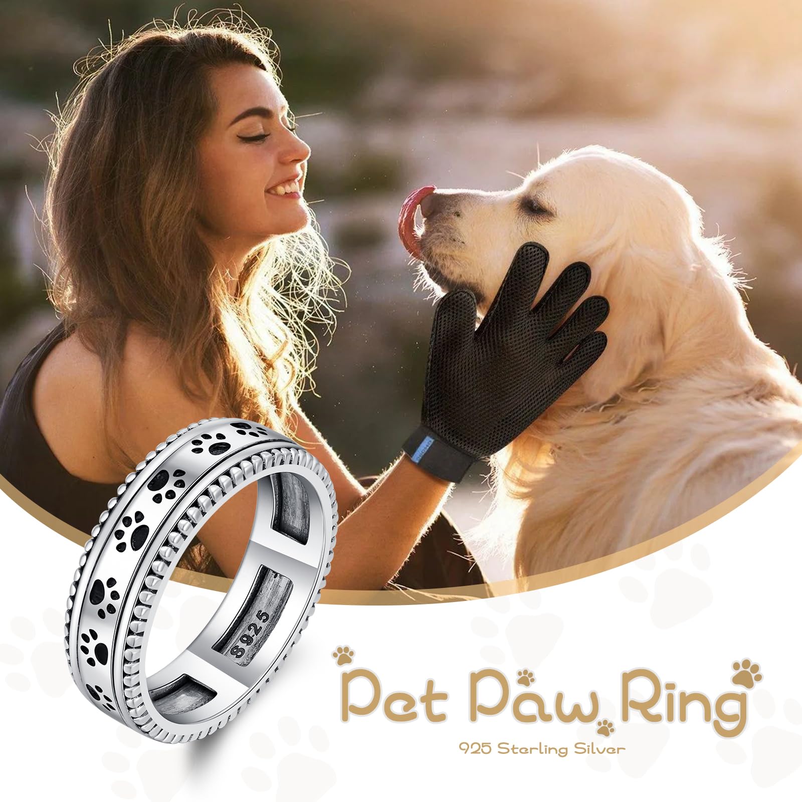 Fidget Ringe Drehbar 925 Sterling Silber Pfoten Ring für Frauen Mädchen Spinner Ring zur Linderung von Angstzuständen und Stress Schmuck Geschenke für Freundin Mutter Ehefrau Tochter