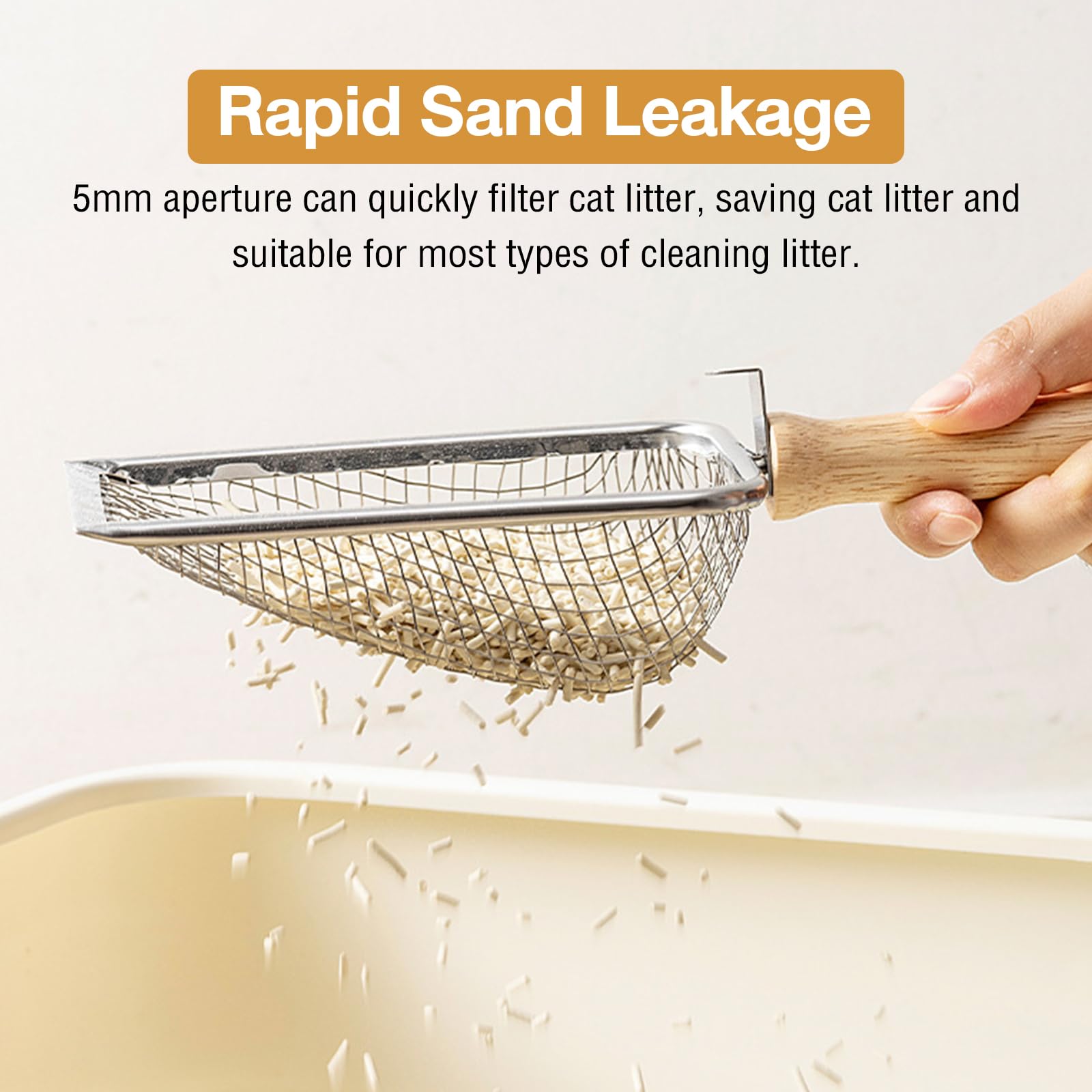 Cat Shovel Stainless Steel for Cat Litter Tray 5 mm Pore Size Metal Cat Scoop - Image 3