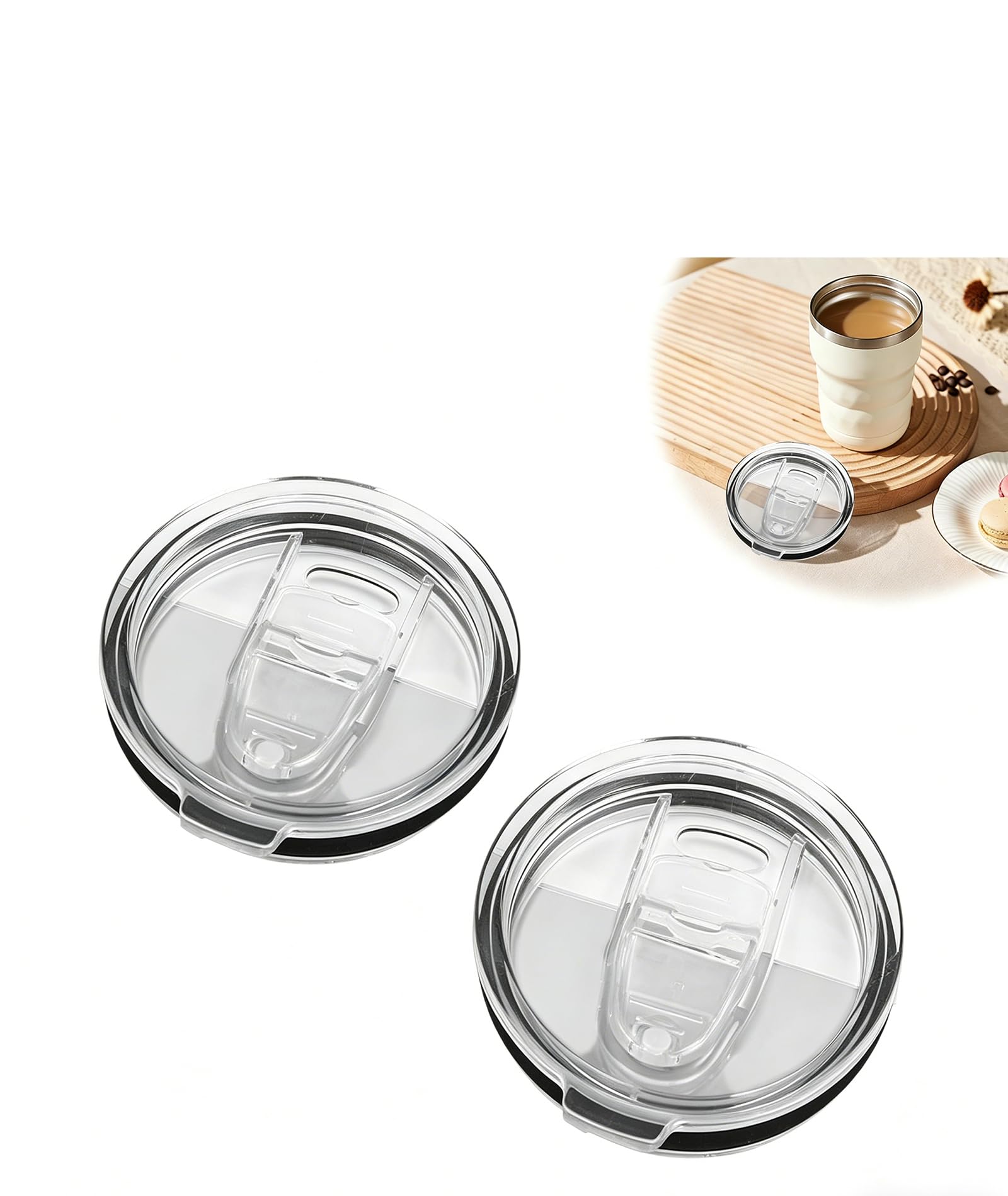 2pcs 20 Ounce Replacement Caps, Tumbler Cap Only, Travel Cups with Lids, Slim Round and Square Push Lid Design, Universal Fit for Standard Tumblers, Durable Leak-Proof Construction-image-7