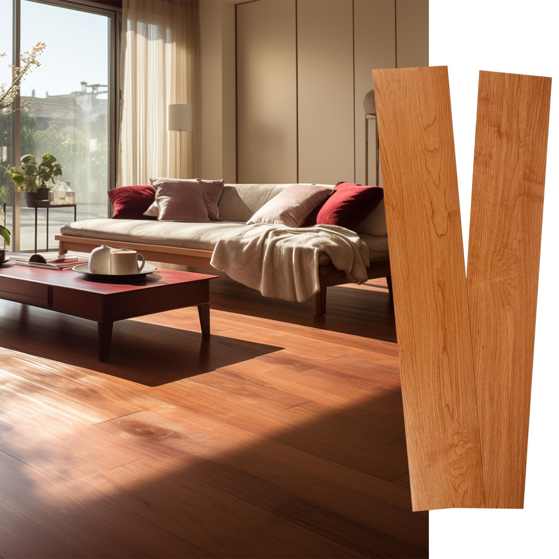 Peel and Stick Floor Tile?36×6in?Peel and Stick Flooring Easy to Install?Self Adhesive Waterproof, Scratch Proof for Rental Houses, bedrooms, Kitchens (36, M04, 36 x 6 inches)