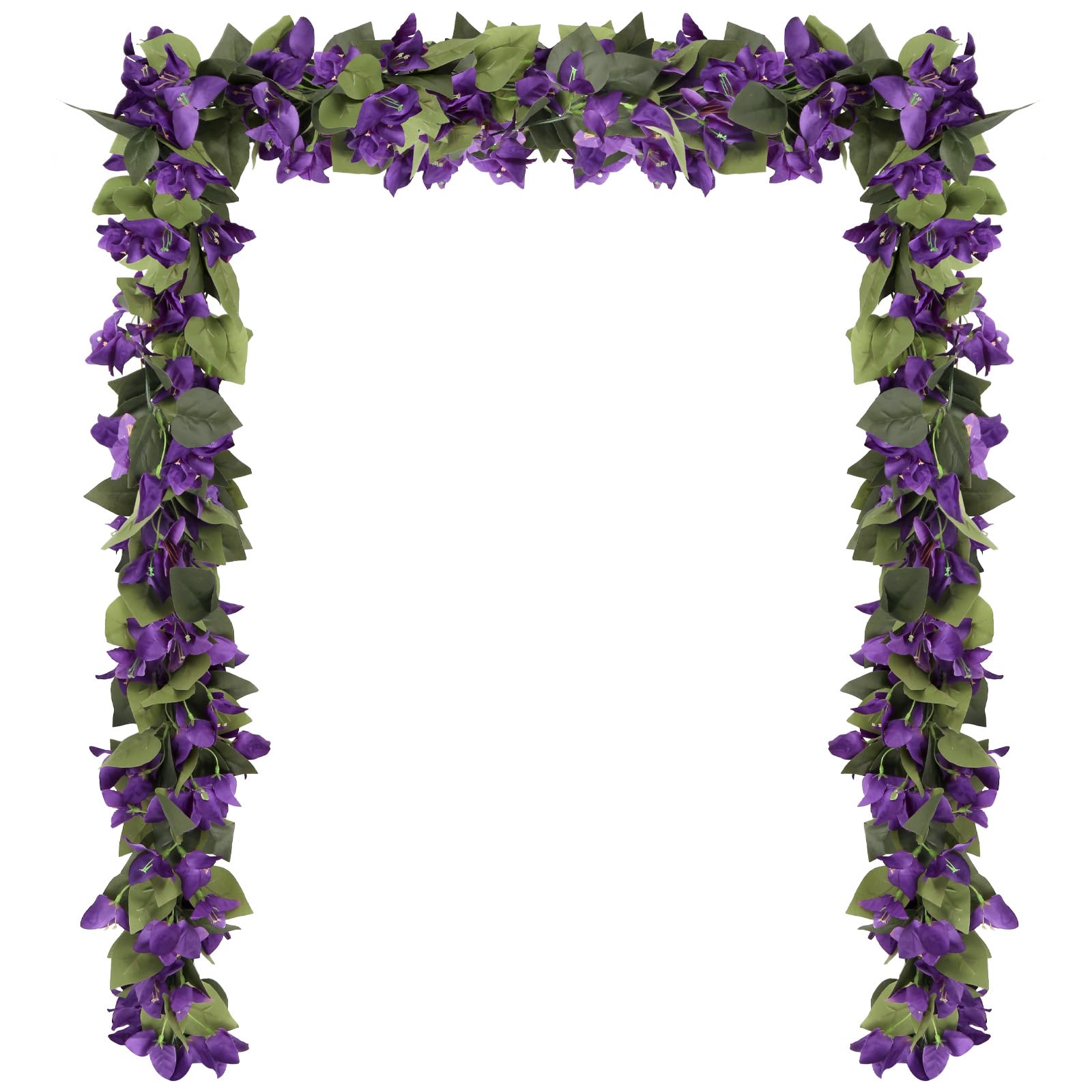 IPOPU Lot de 4 guirlandes de bougainvillées artificielles en soie pour arche de mariage, table, maison, jardin, décoration murale Violet foncé 2,2 m