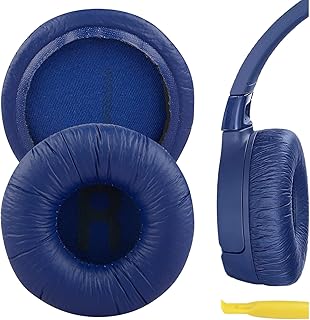 Geekria QuickFit Leatherette Replacement Ear Pads for JBL JR300, JR300BT, T450BT, T500BT, Tune 500, Tune 500BT, Tune 510BT, Tune 600BTNC Headphones Ear Cushions, Headset Earpads (Blue)