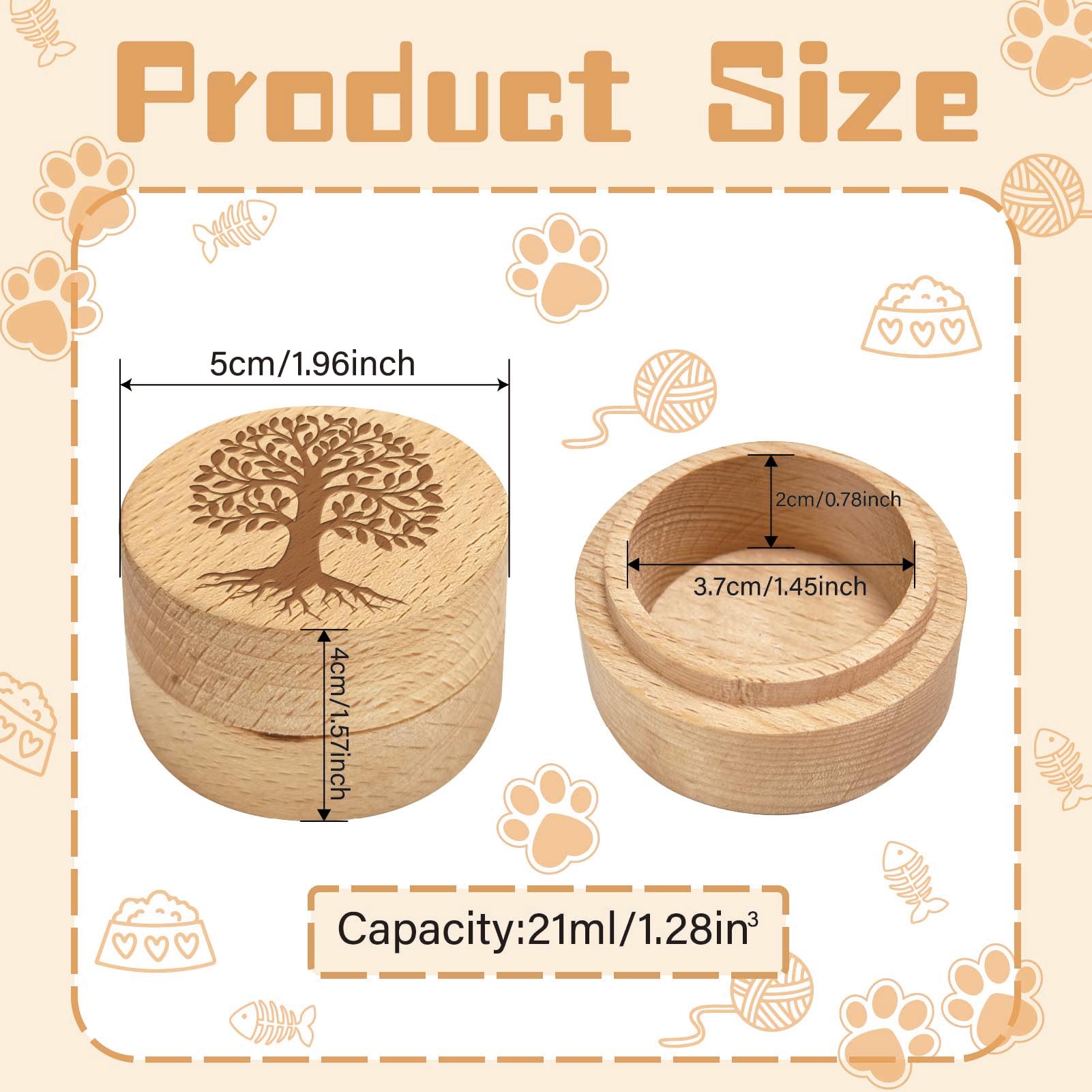 CREATCABIN Tree of Life Wooden Keepsake Box Wood Urns Cremation Pet Urns Mini Case Container Memorial Remembrance Sympathy for Storing Dogs Hair Teeth Nails Bone Ashes Pet Lovers 1.96×1.57 inch - Image 2