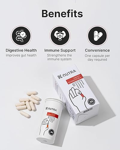 Miniatura 6 de K-Nutra Daily Synbiotic+  30 cápsulas  Prebióticos, probióticos y postbióticos 4 en 1  100 mil millones de UFC  Suplemento de salud intestinal y